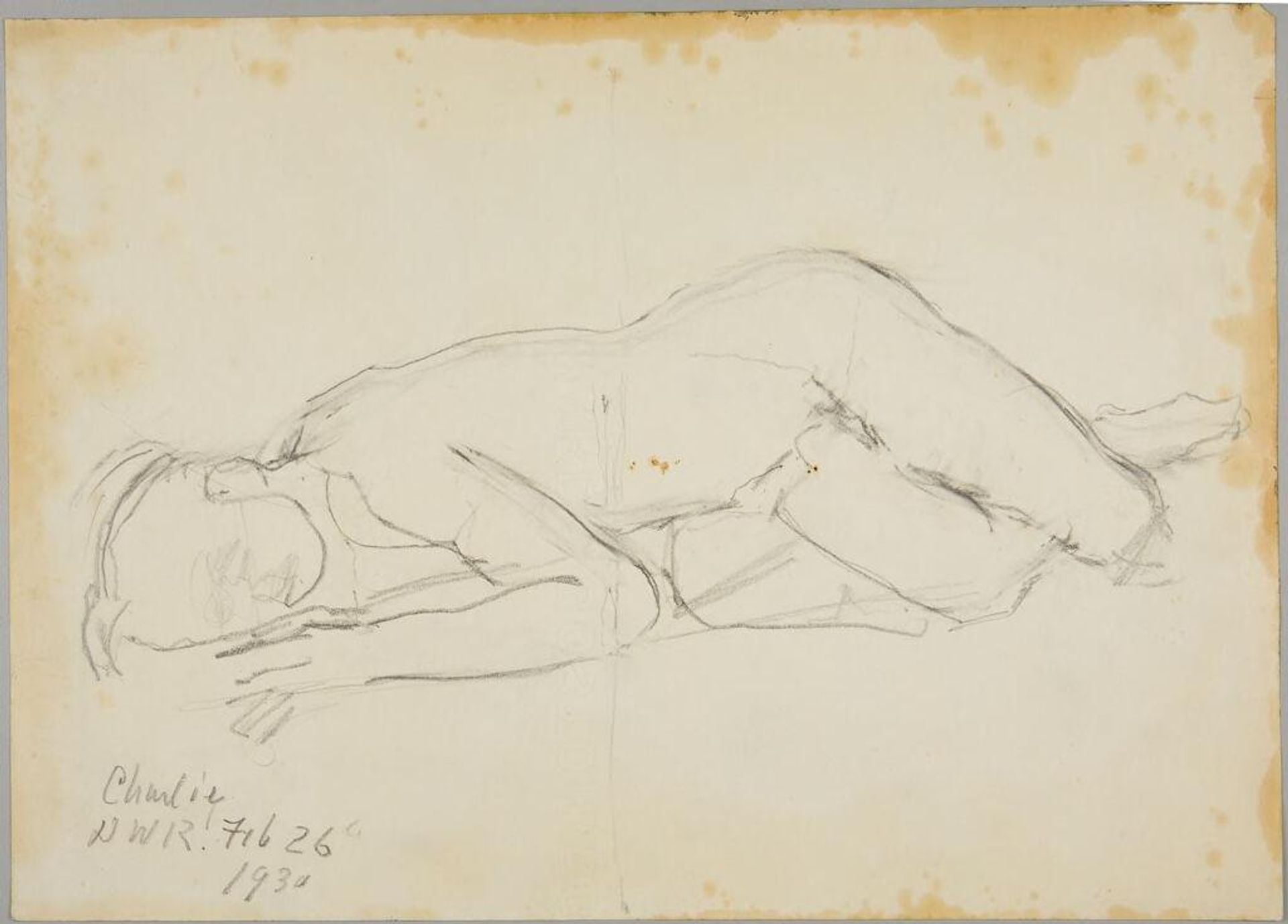 Reclining Sketch of Charlie Parker by Denman Waldo Ross