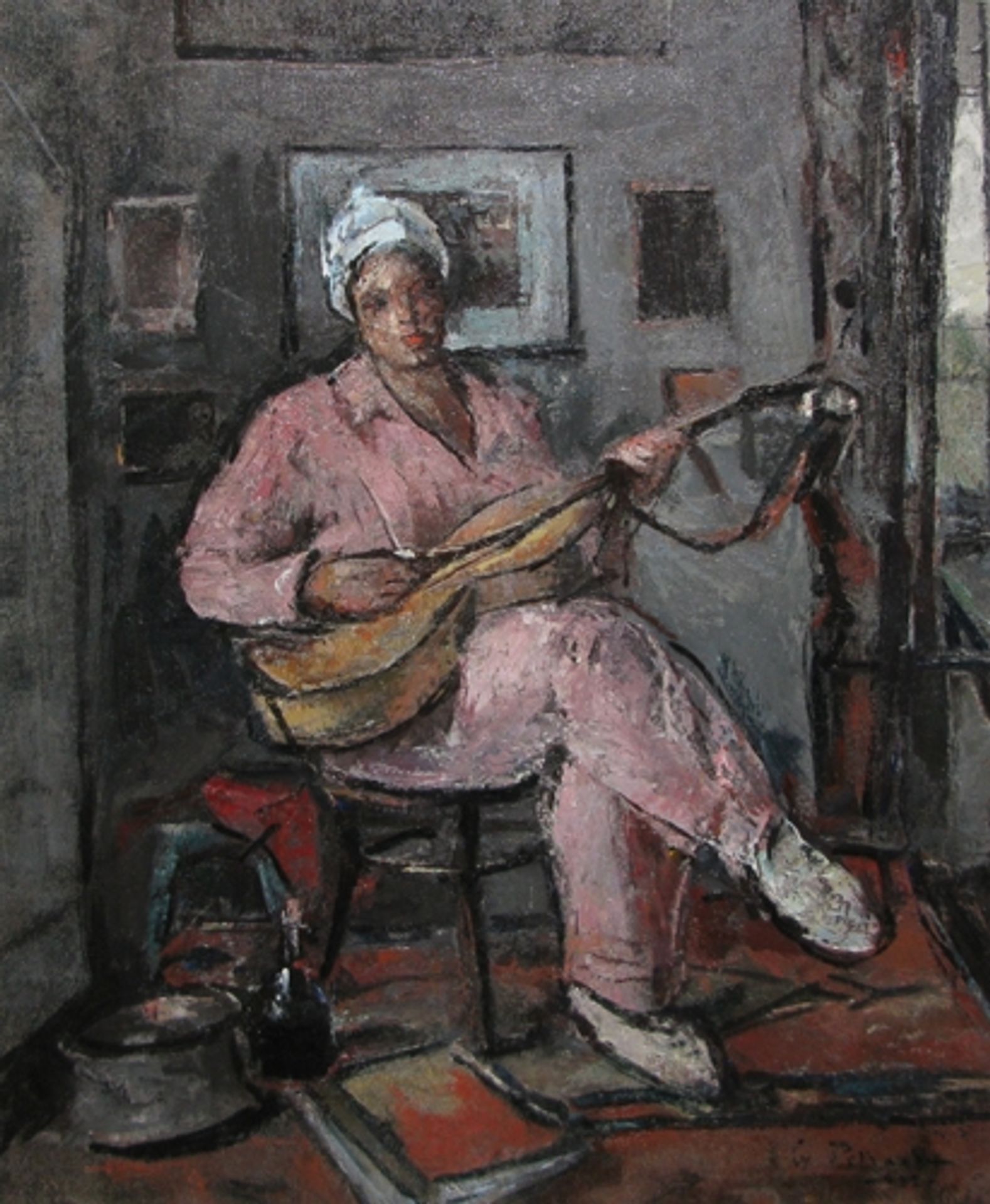 Woman With Guitar by Gheorghe Petrascu