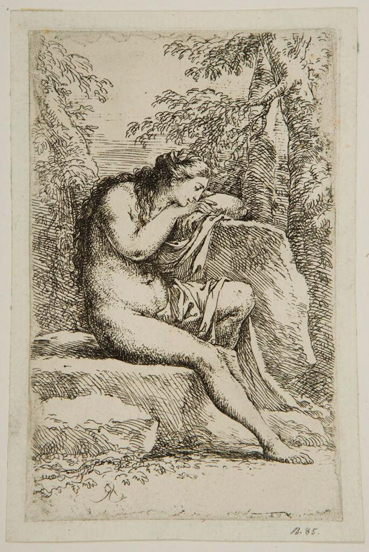 Nude Woman in Meditation by Salvator Rosa
