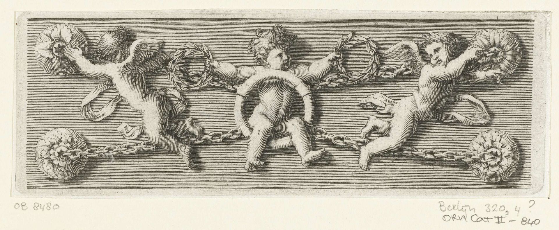 Fries met een kind en twee putti by Anonymous