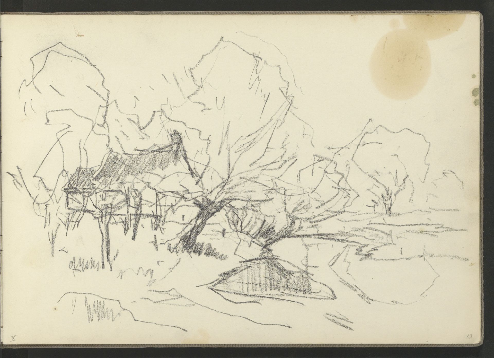 Landschap met bomen en een huis by Egbert Rubertus Derk Schaap