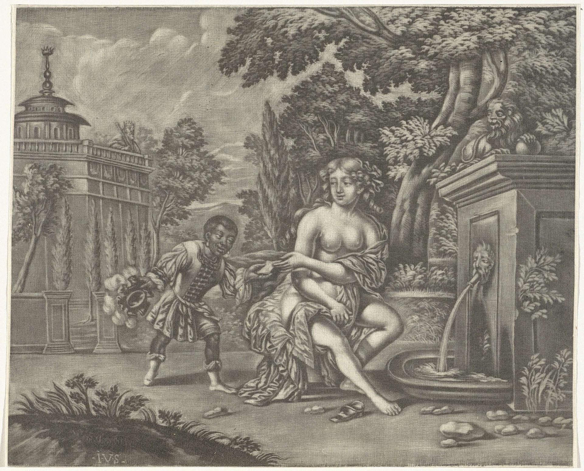 Batseba ontvangt de boodschap van David by Jan van Somer