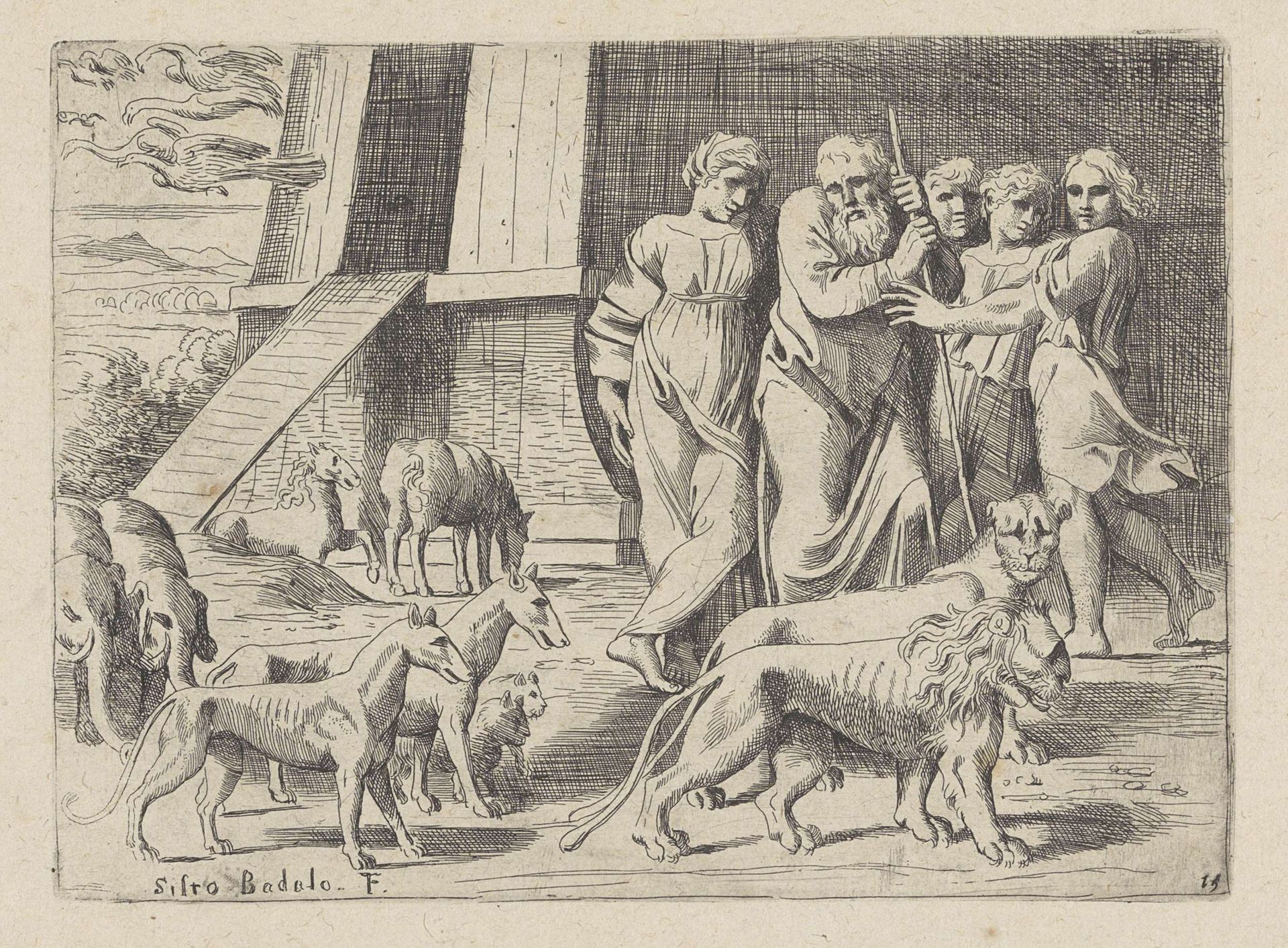 Noach verlaat de ark by Sisto Badalocchio