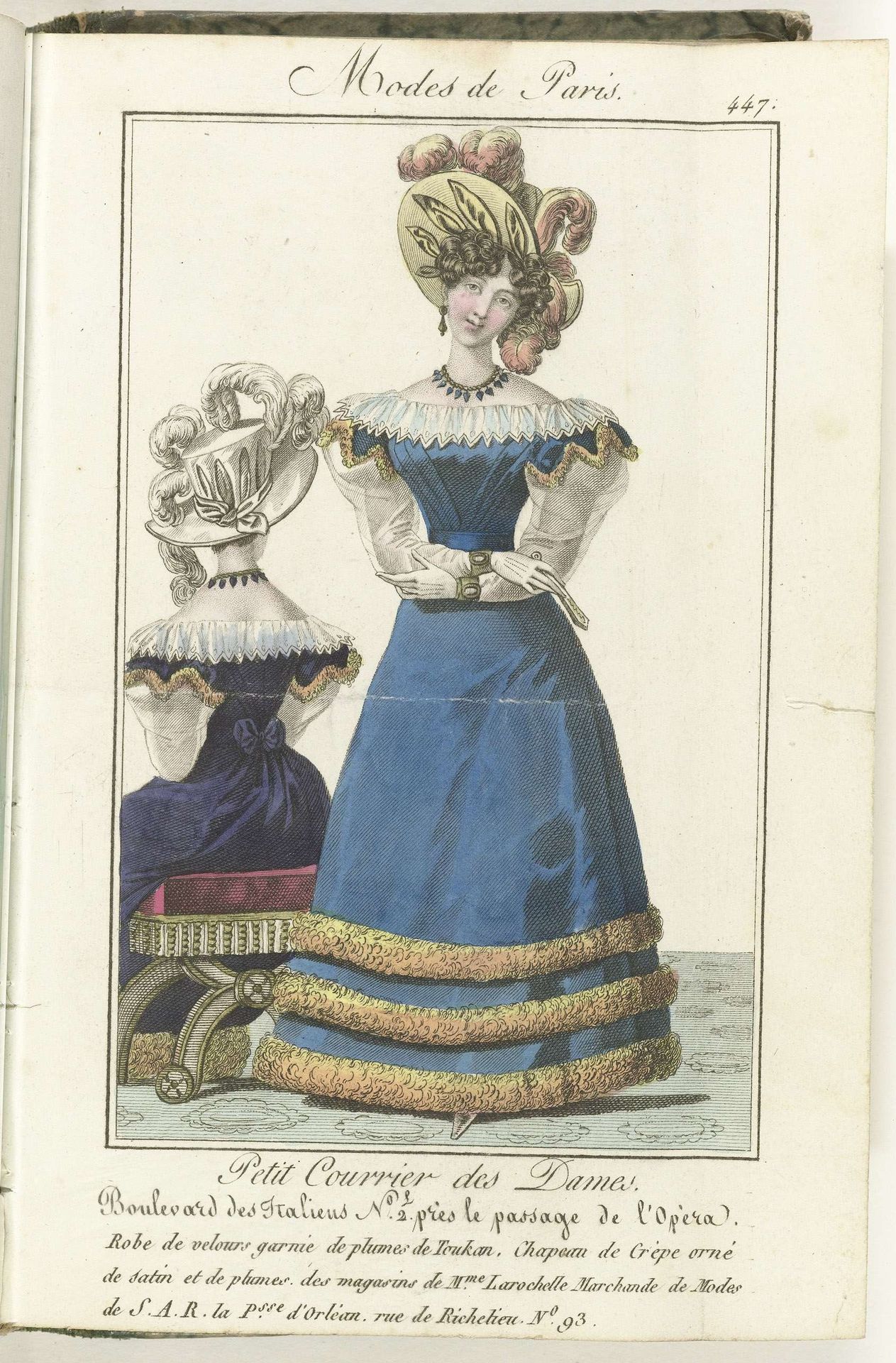 Petit Courrier des Dames, 5 février 1827, No. 447 : Robe de Tulle garnie de Biais... by Anonymous