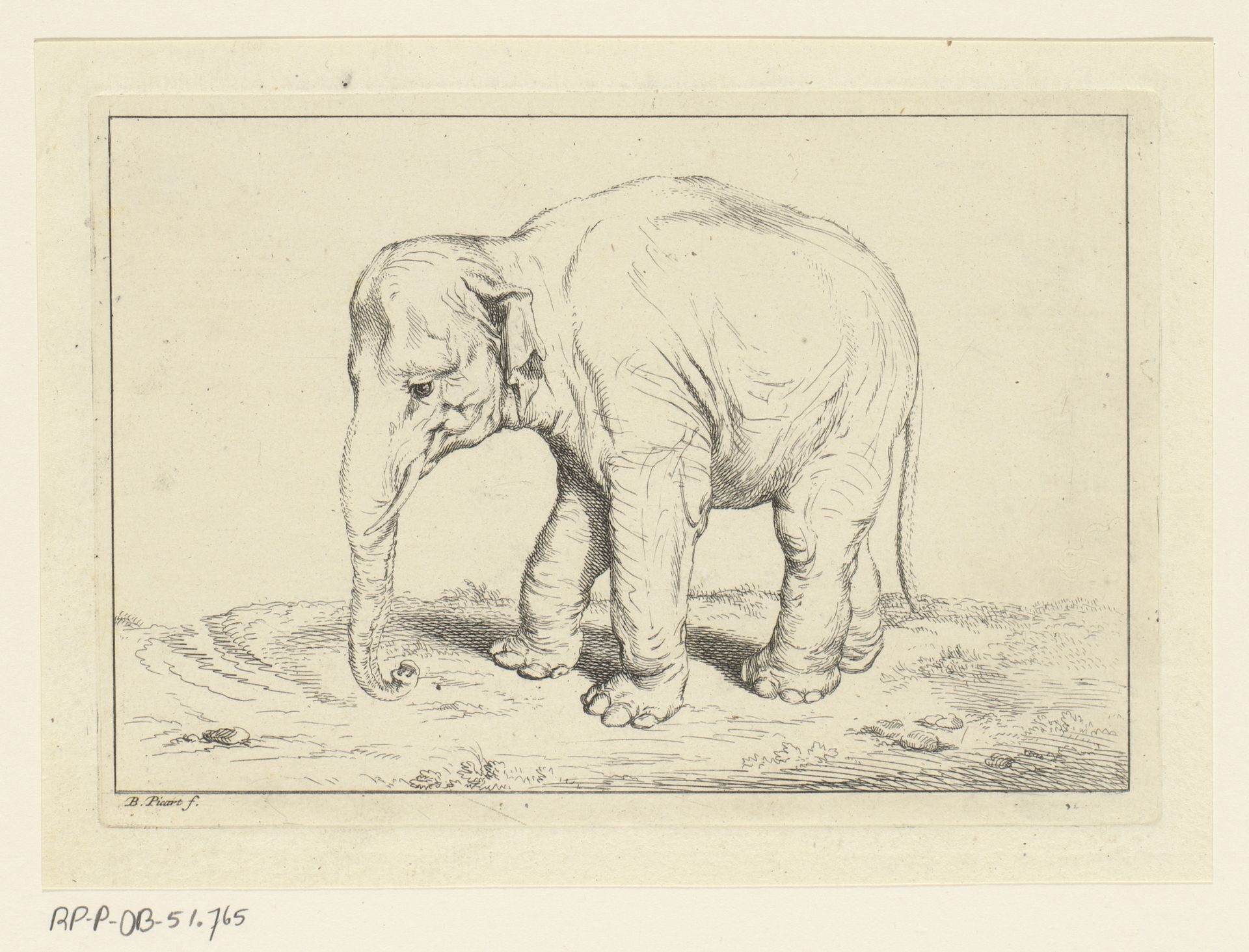 Landschap met olifant by Bernard Picart