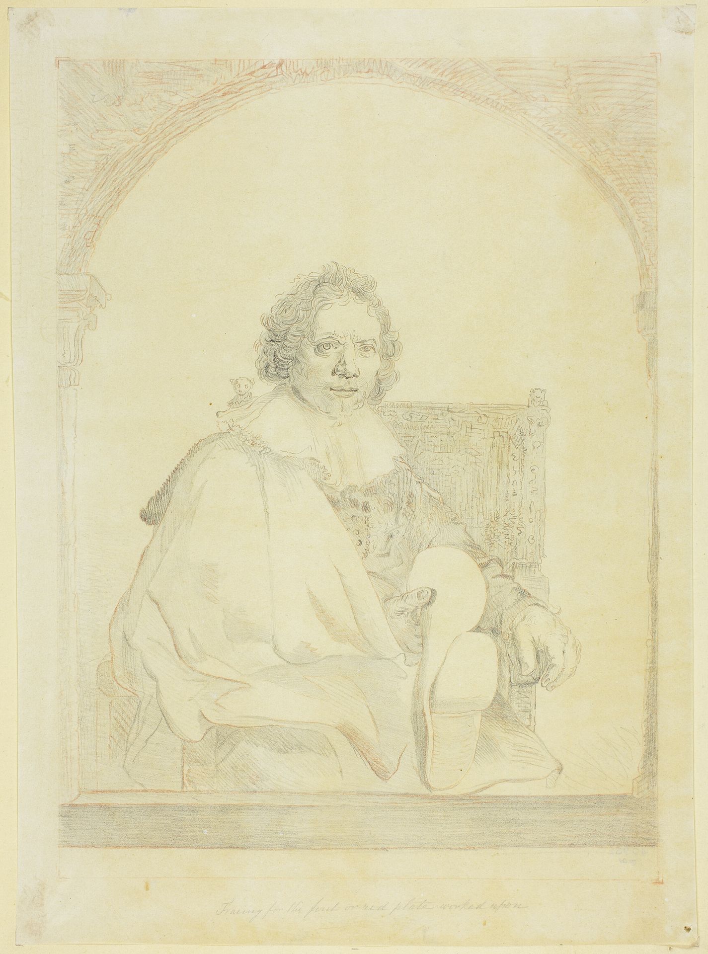 Study for Portrait of a Man in an Arm Chair, from Collection d'imitations de Dessins d'après les Principaux Maîtres Hollandais et Flamands by Christian Josi