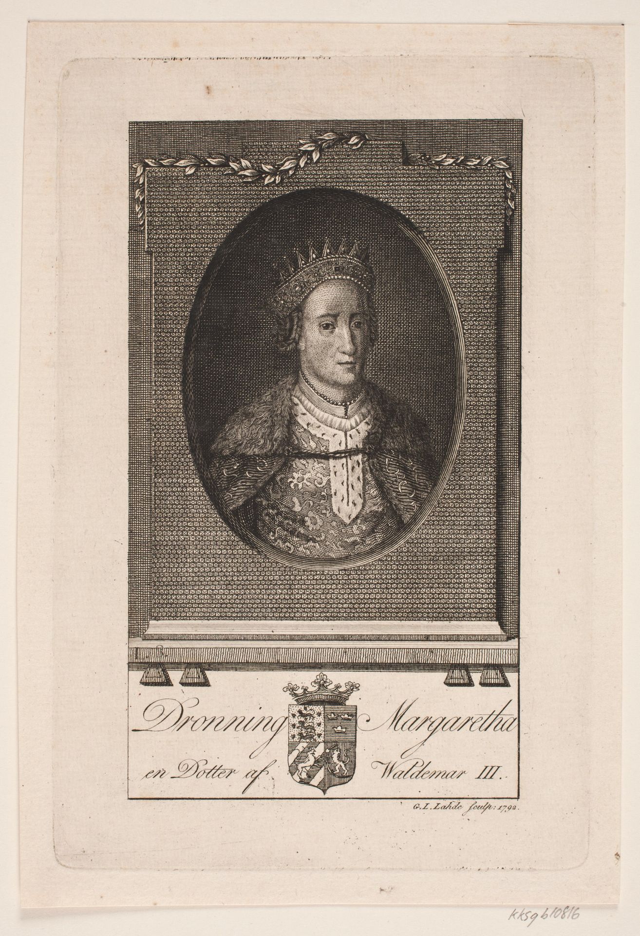Portræt af dronning Margaretha by Gerhard Ludvig Lahde