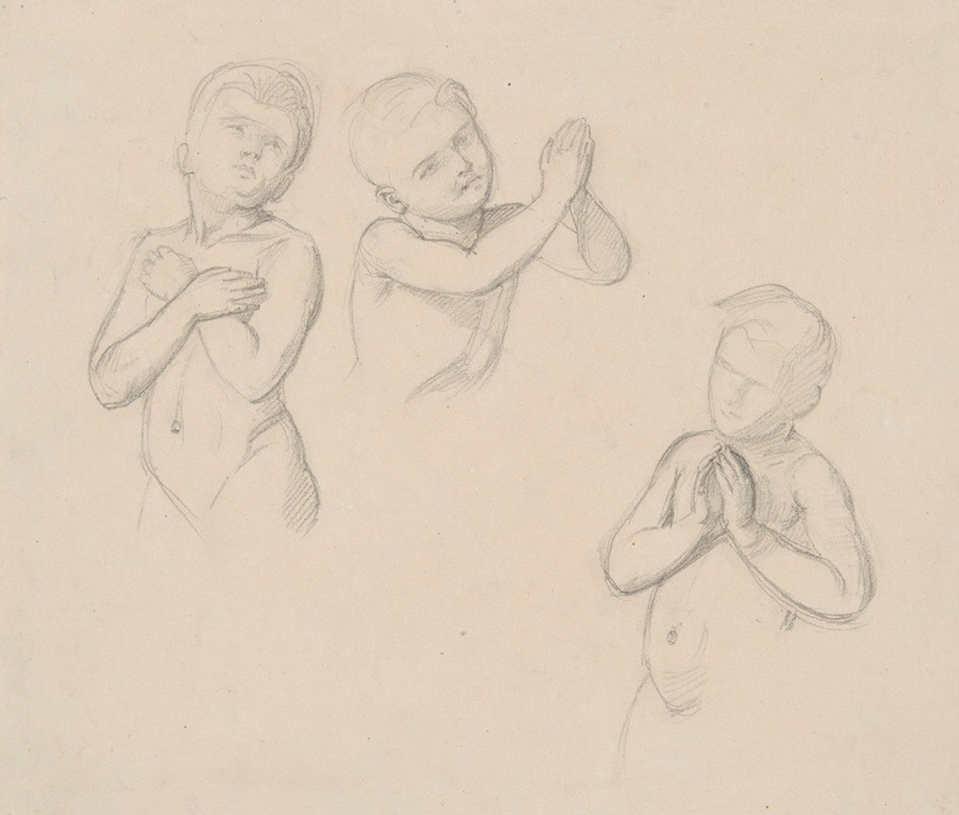 Nude studies of boys for the figures of angels in the painting ‘The Immaculate Conception of the Blessed Virgin Mary’ by Józef Simmler