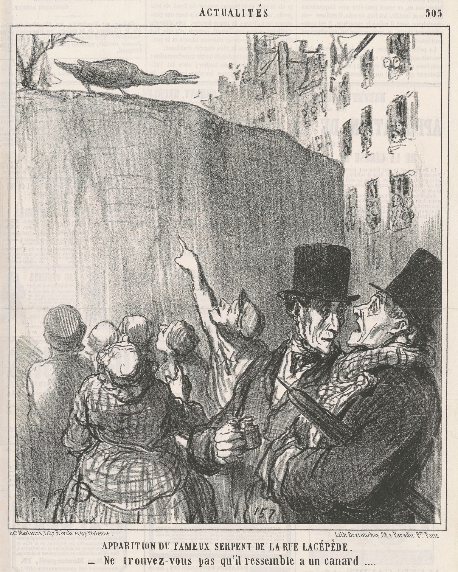 Apparition du ... serpent de la rue Lacépède by Honoré Daumier