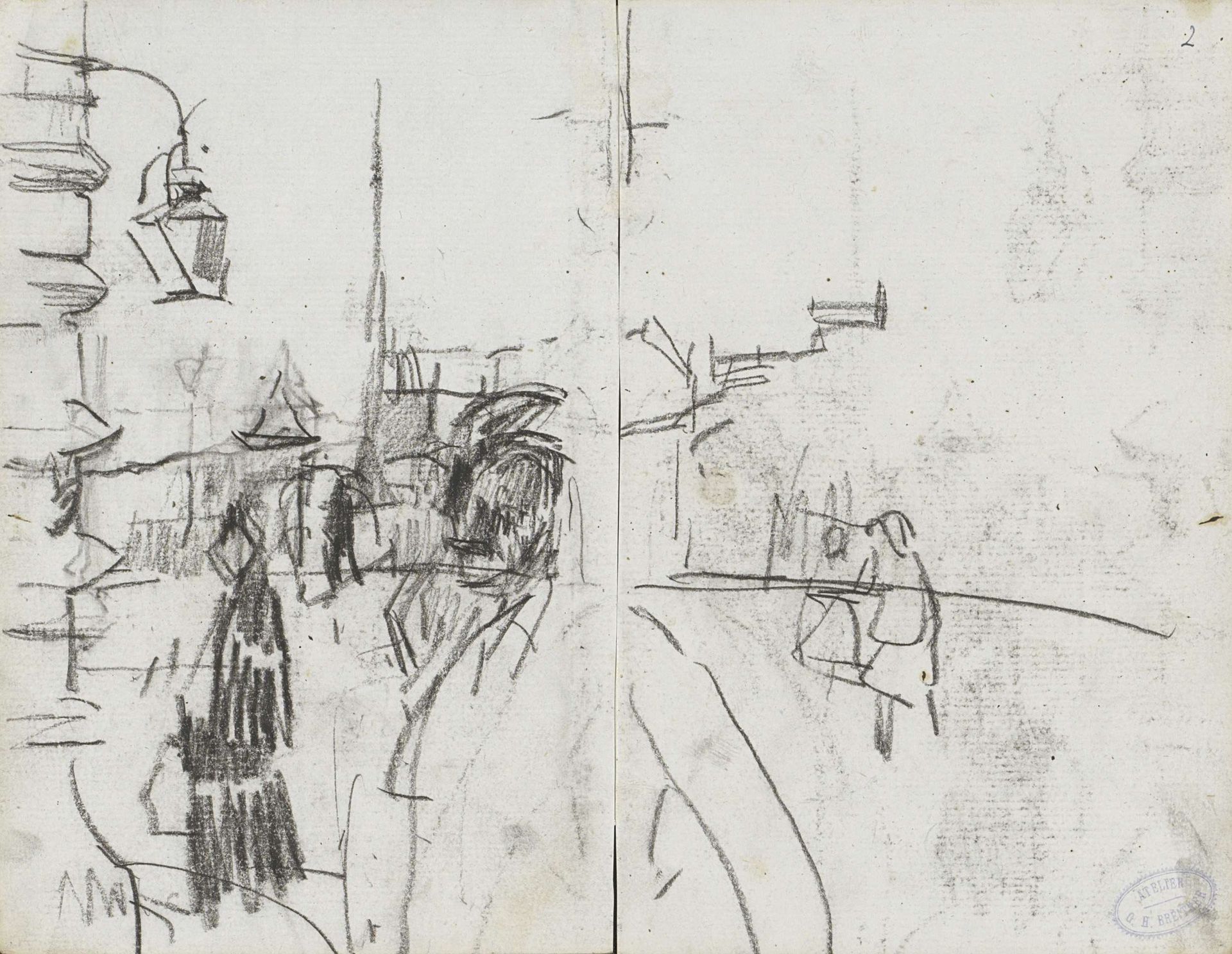Gezicht in Amsterdam met figuren, mogelijk het Rokin by George Hendrik Breitner