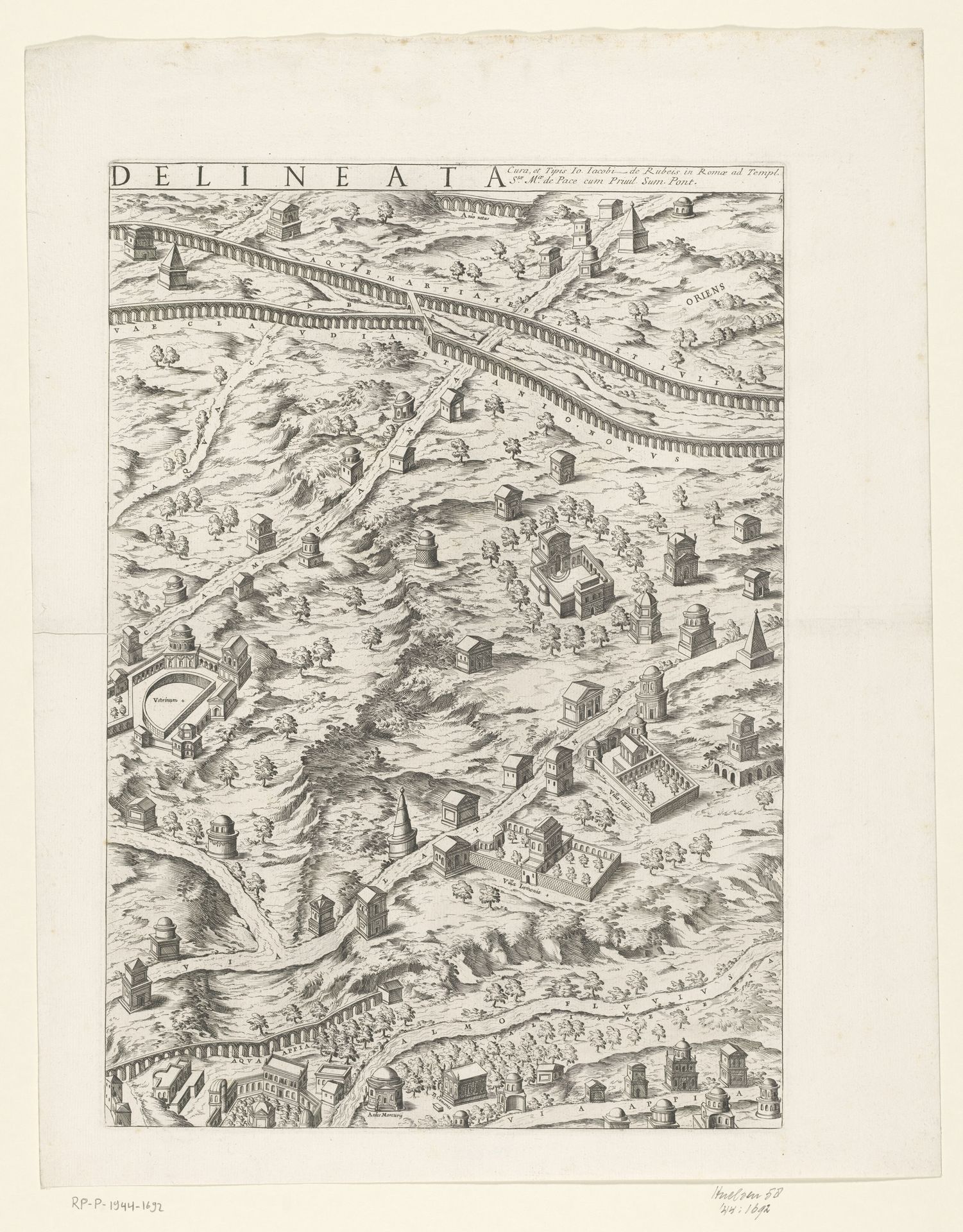 Plattegrond van Rome in de Romeinse tijd (vierde deel) by Étienne Dupérac