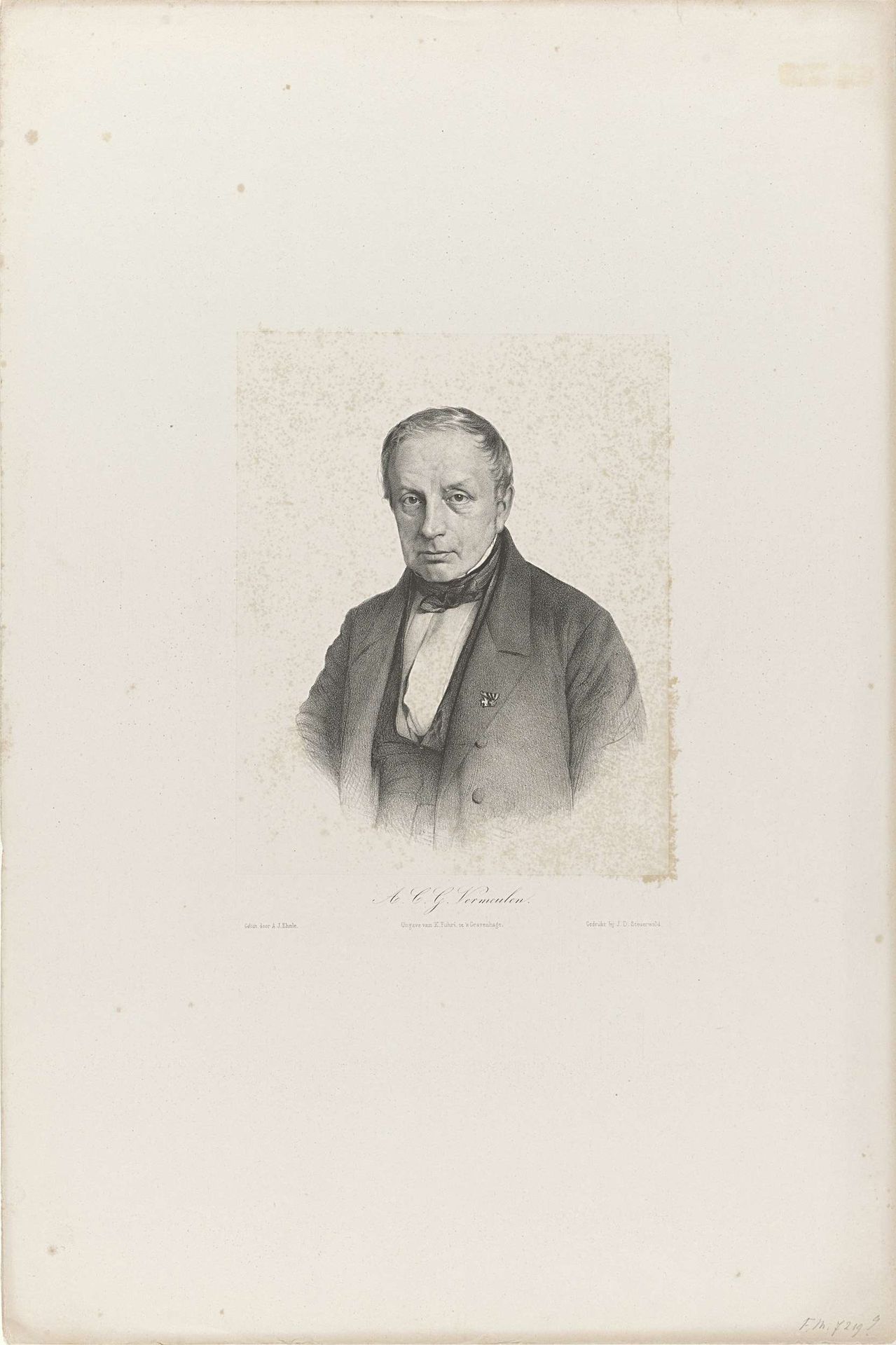 Portret van A.C.G. Vermeulen, 1854 by Adrianus Johannes Ehnle