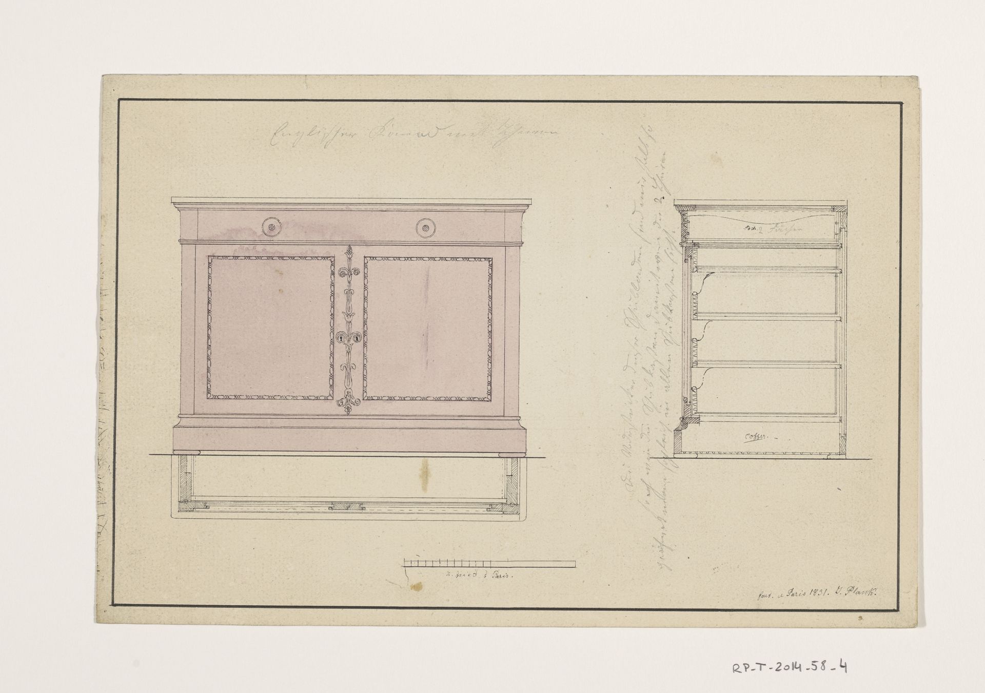 Ontwerp voor een commode by Joachim-Pierre Blank