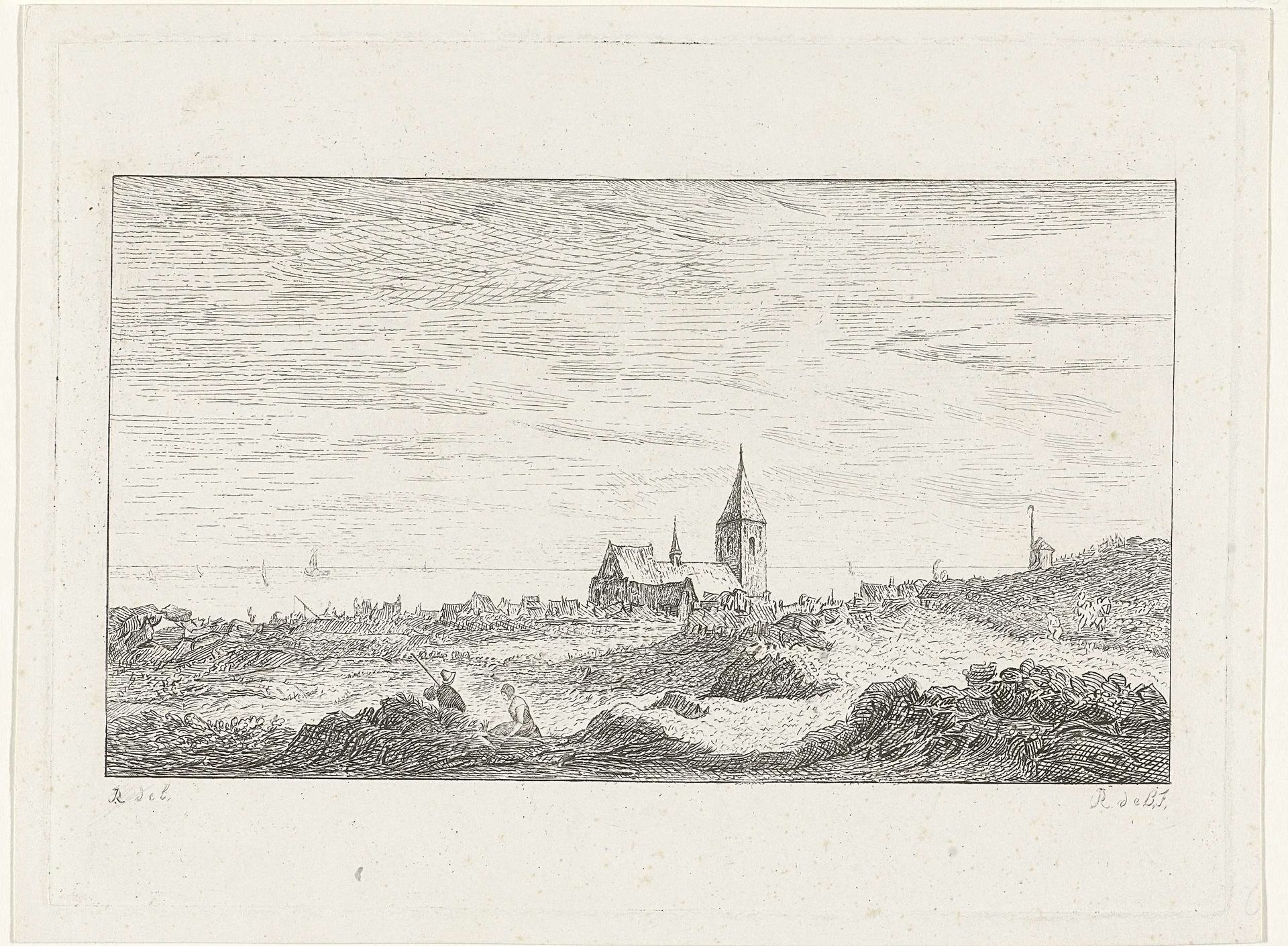 Dorp aan zee by Reinierus Albertus Ludovicus baron van Isendoorn à Blois