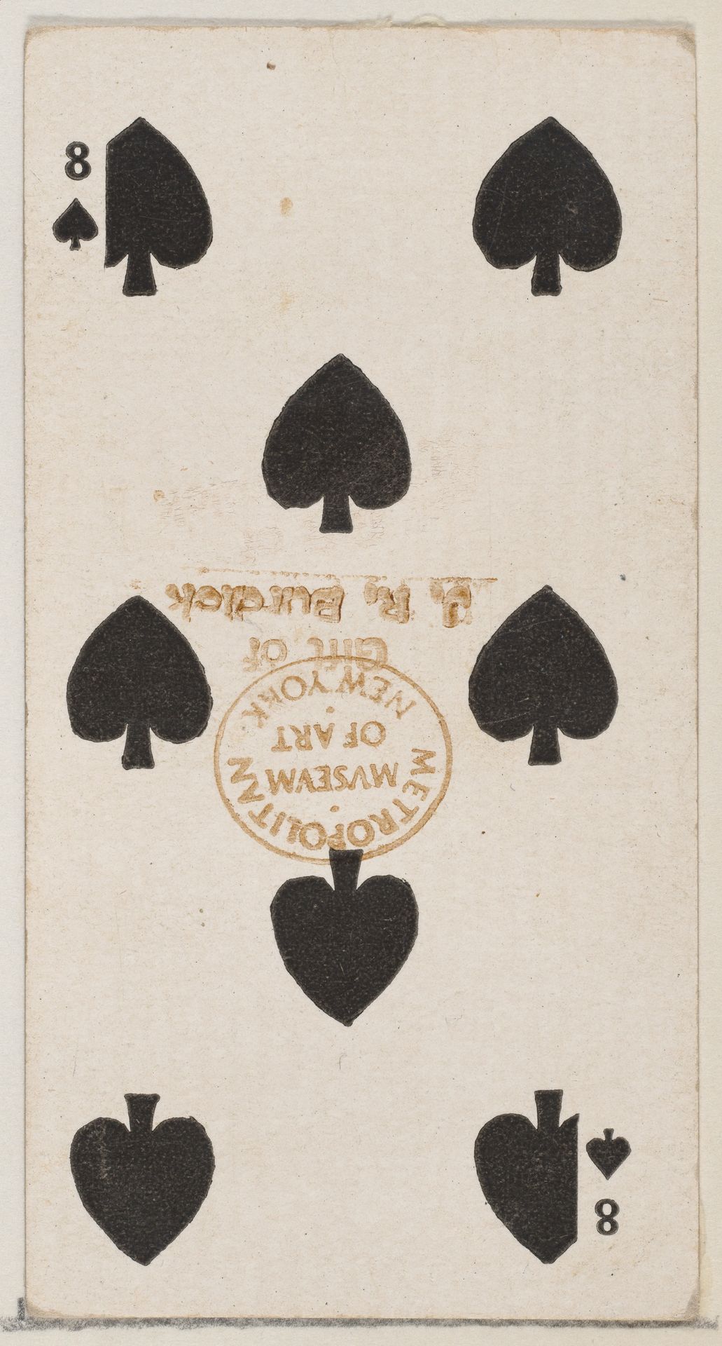 Eight Spades (black), from the Playing Cards series (N84) for Duke brand cigarettes by W. Duke, Sons & Co.