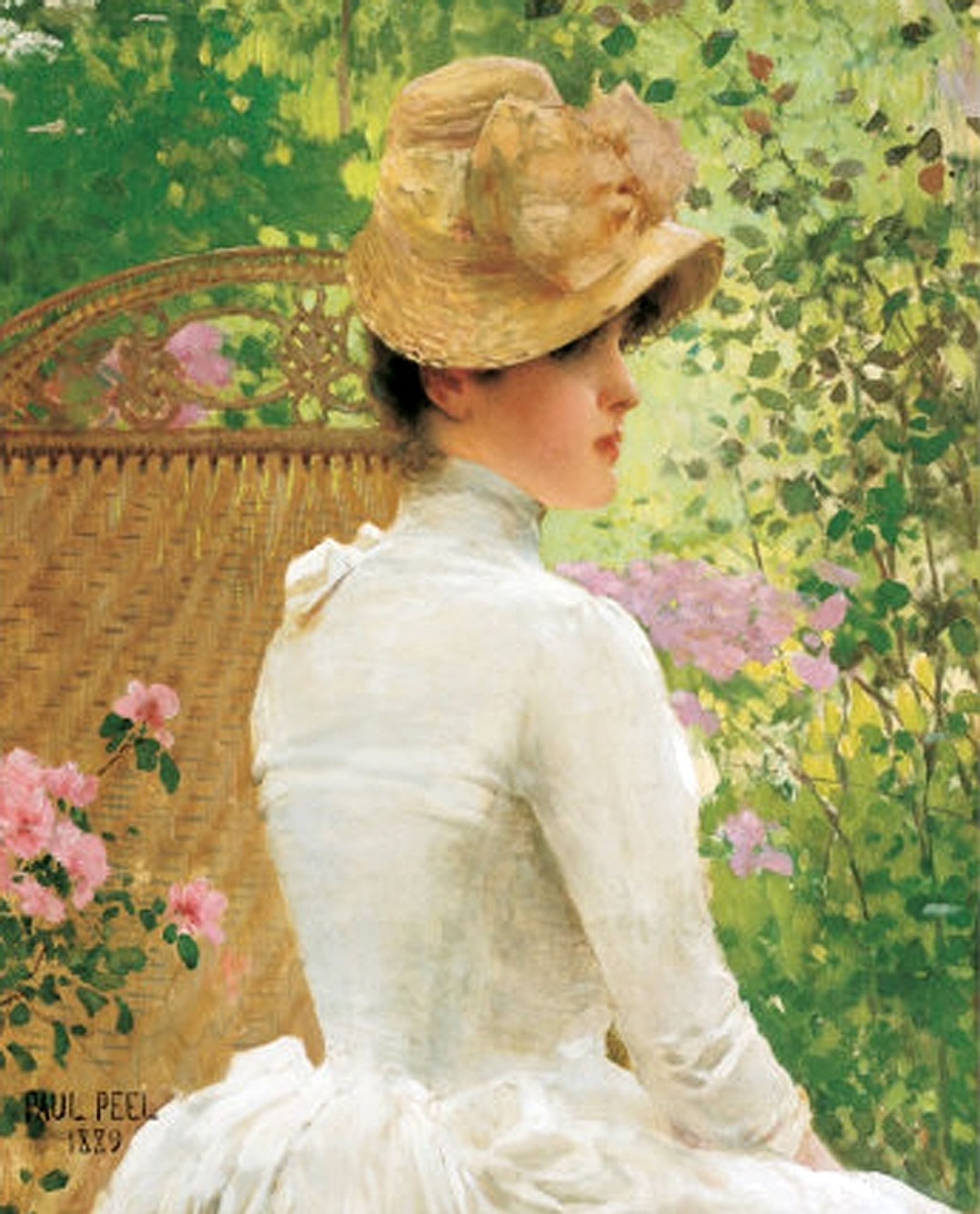Lady in the garden by Paul Peel