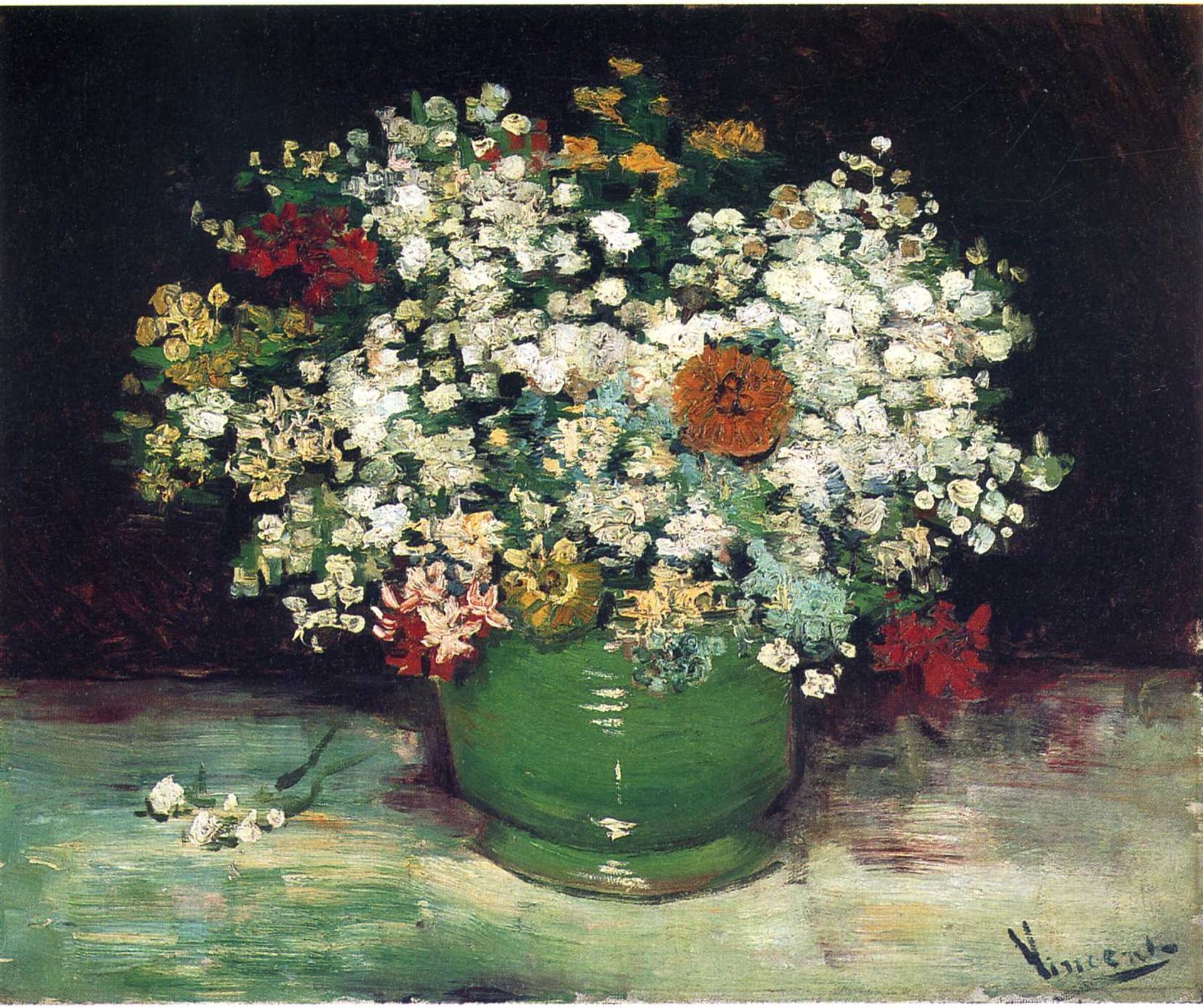 Vase with Zinnias and Other Flowers by Vincent van Gogh