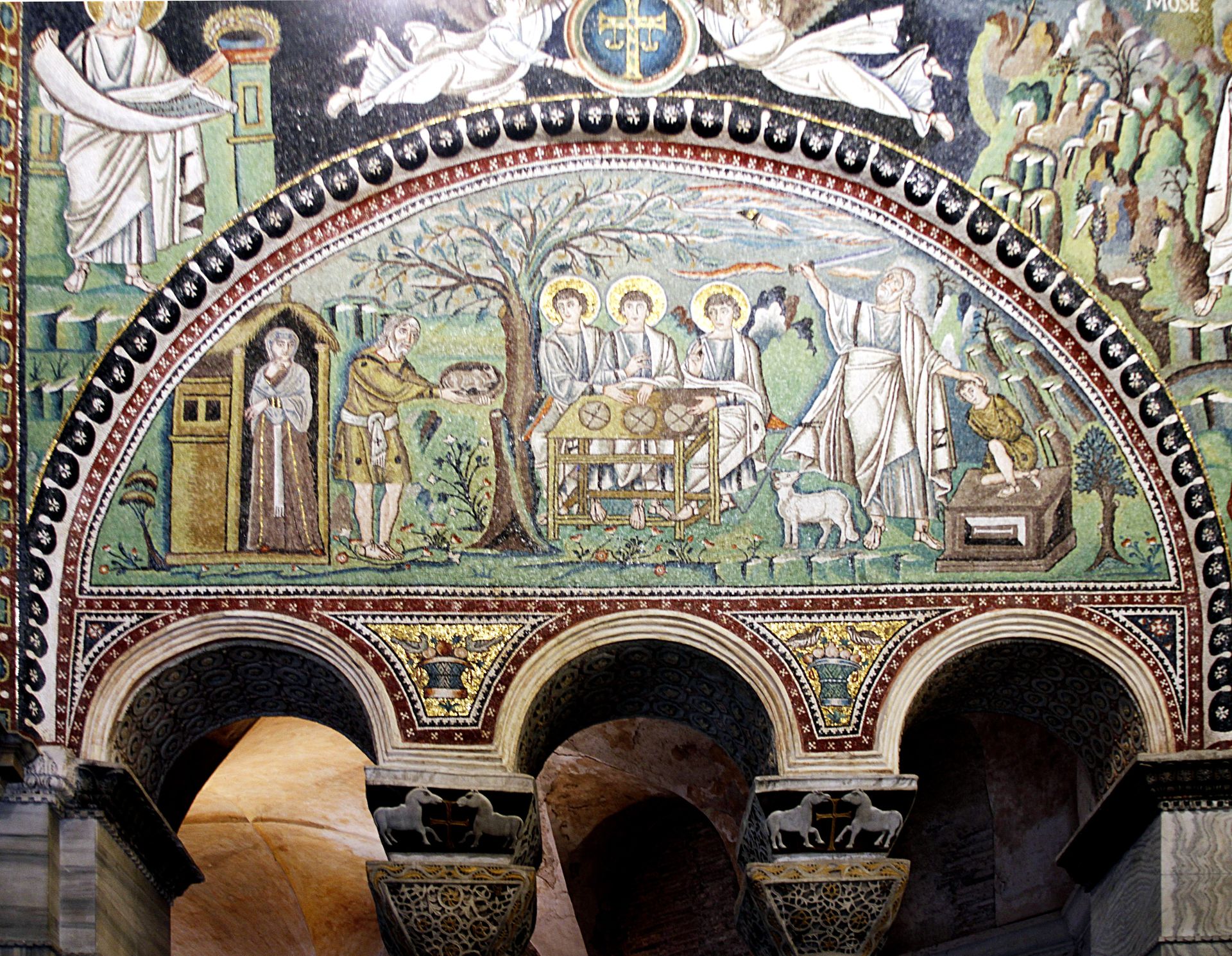 Mosaic of the Hospitality and Sacrifice of Abraham by Byzantine Mosaics