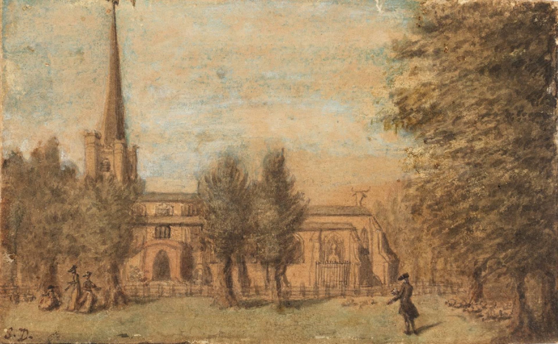 View of a Village Church, with Figures in the Foreground by  Susanna Duncombe