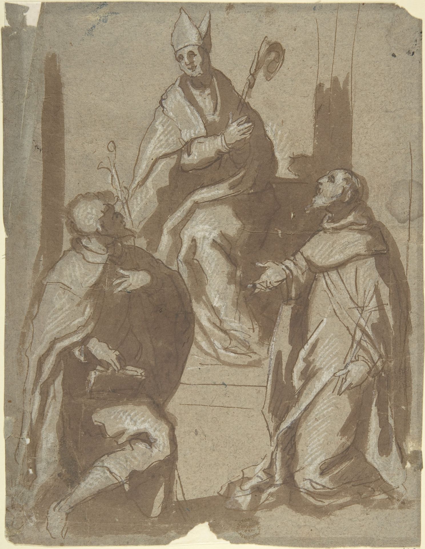 Bishop and Two Saints by Anonymous
