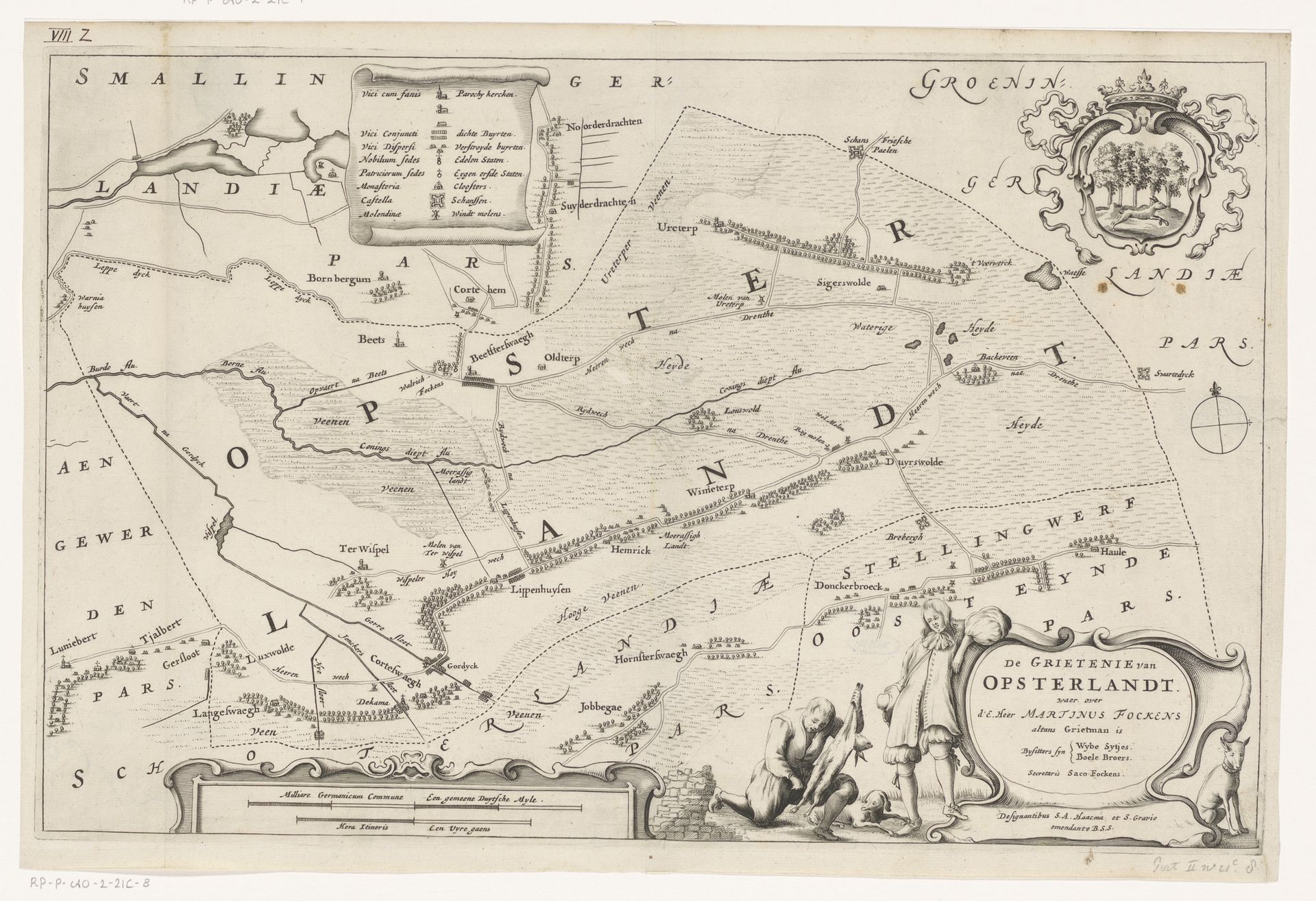Kaart van de grietenij Opsterland by Jacob van Meurs