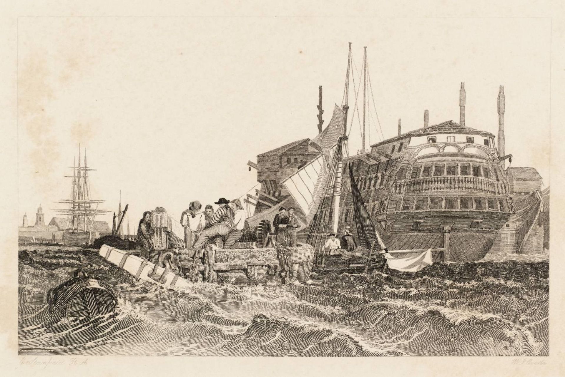 Portsmouth Harbour, engraved by W.J. Cooke by Clarkson Stanfield