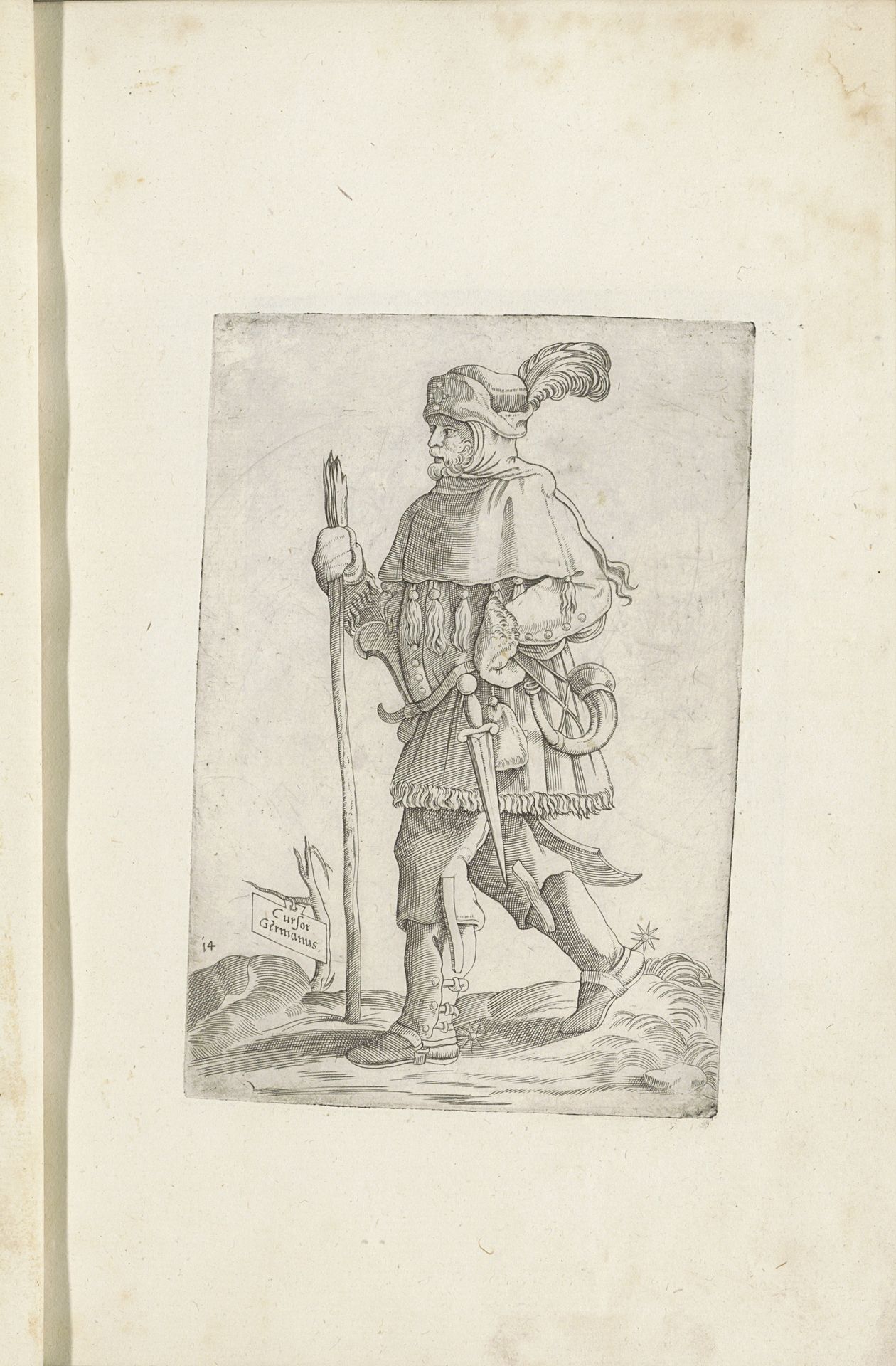Duitse koerier, met hoorn en wandelstok by Ferando Bertelli