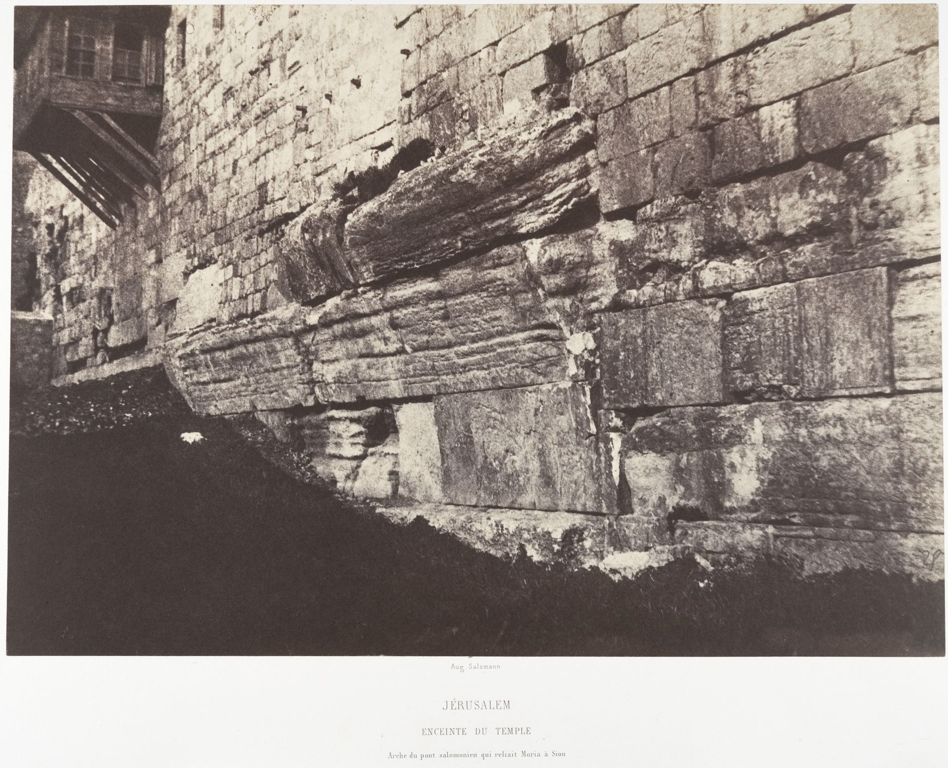 Jérusalem, Enceinte du Temple, Arche du Pont Salomonien qui reliait Moria à Sion by Auguste Salzmann