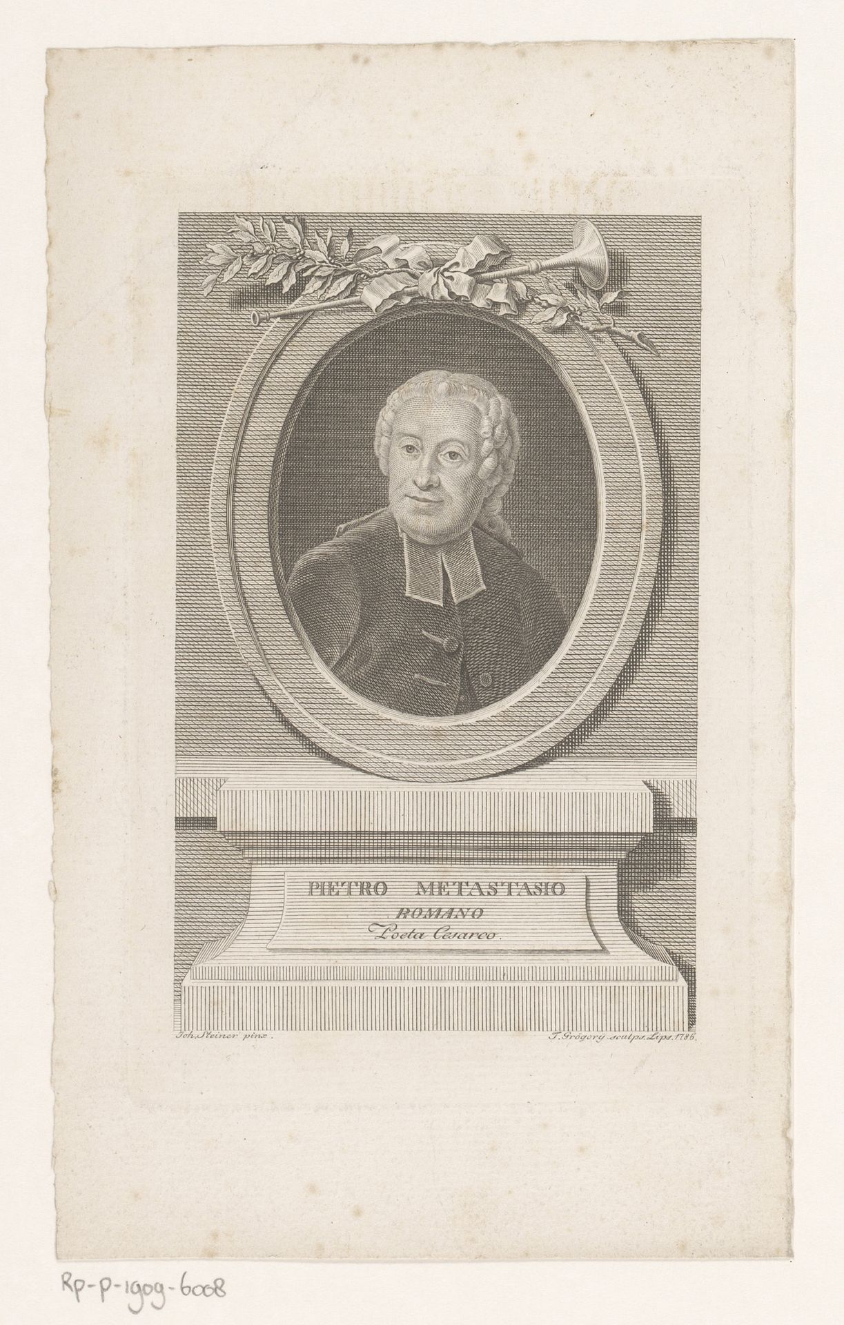 Portret van Pietro Metastasio by Friedrich Grögory