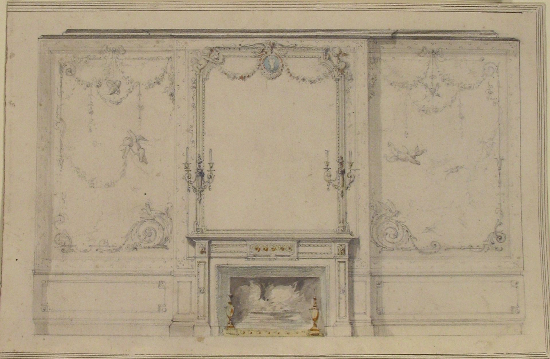 Design for Chimney Piece and Wall Decor by Charles Monblond