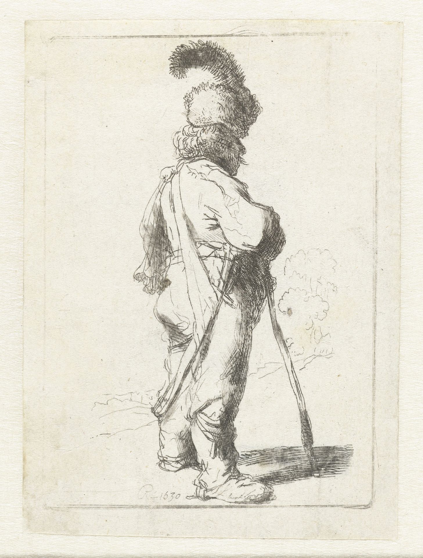 Polander leaning on a stick by Anonymous
