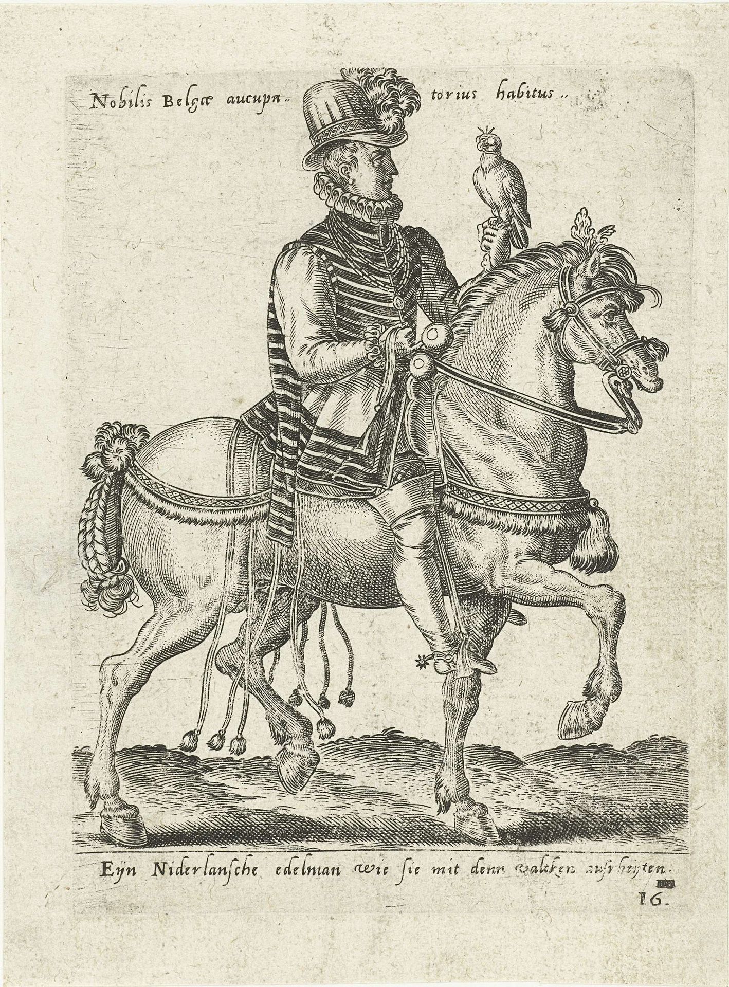 Nederlandse edelman op valkenjacht te paard by Abraham de Bruyn