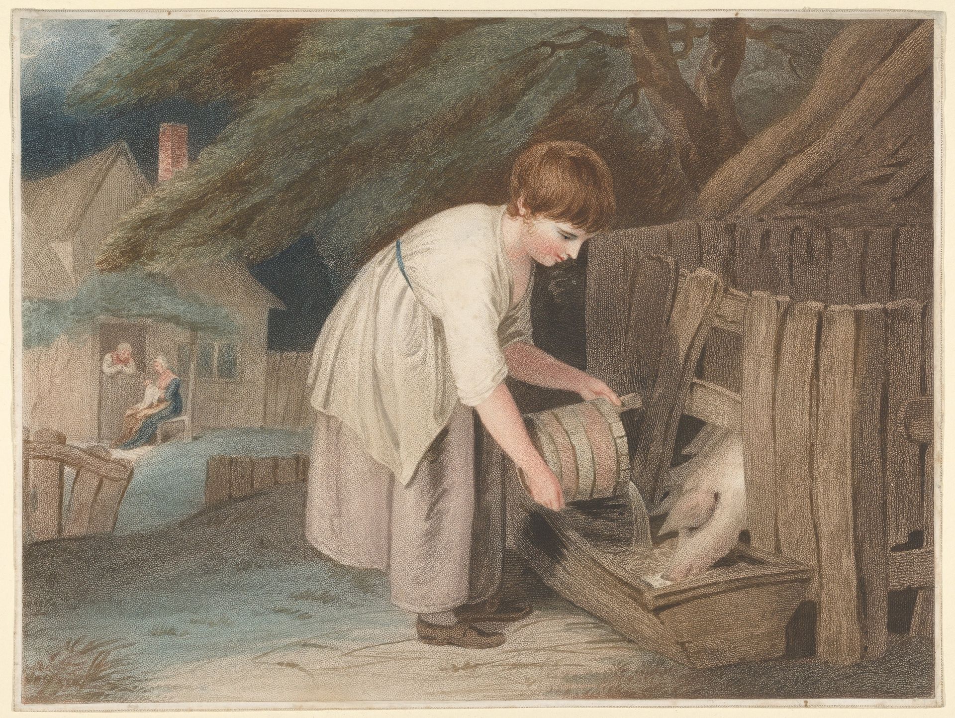 Girl and Pigs by Thomas Gaugain