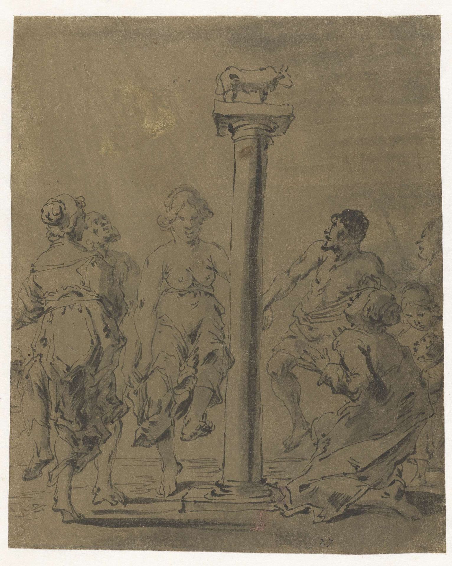 Dans om het gouden kalf by Leonaert Bramer