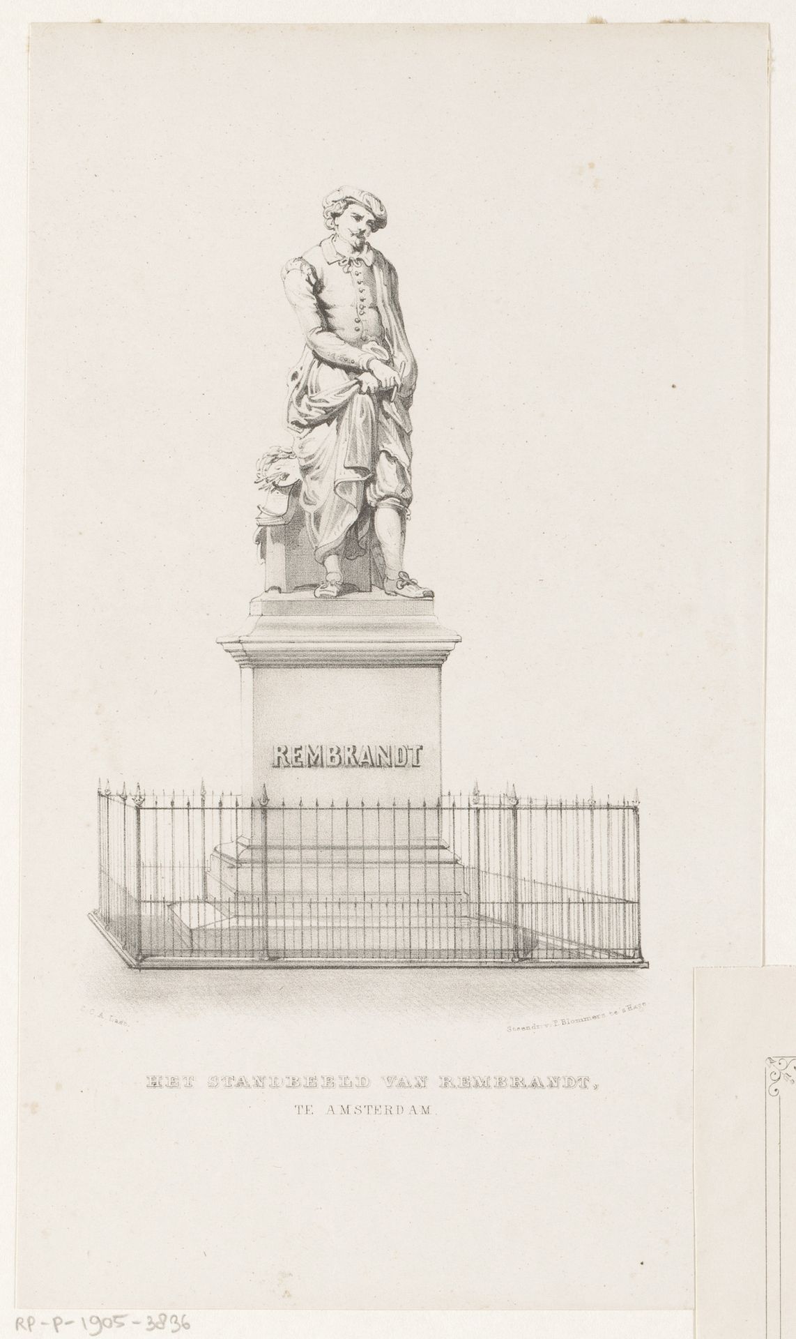 Standbeeld van Rembrandt by Carel Christiaan Antony Last