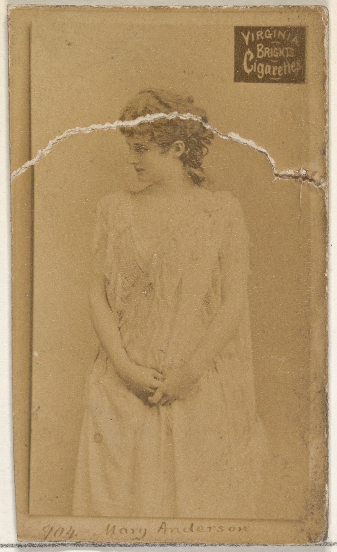 Card 904, Mary Anderson, from the Actors and Actresses series (N45, Type 2) for Virginia Brights Cigarettes by Allen & Ginter