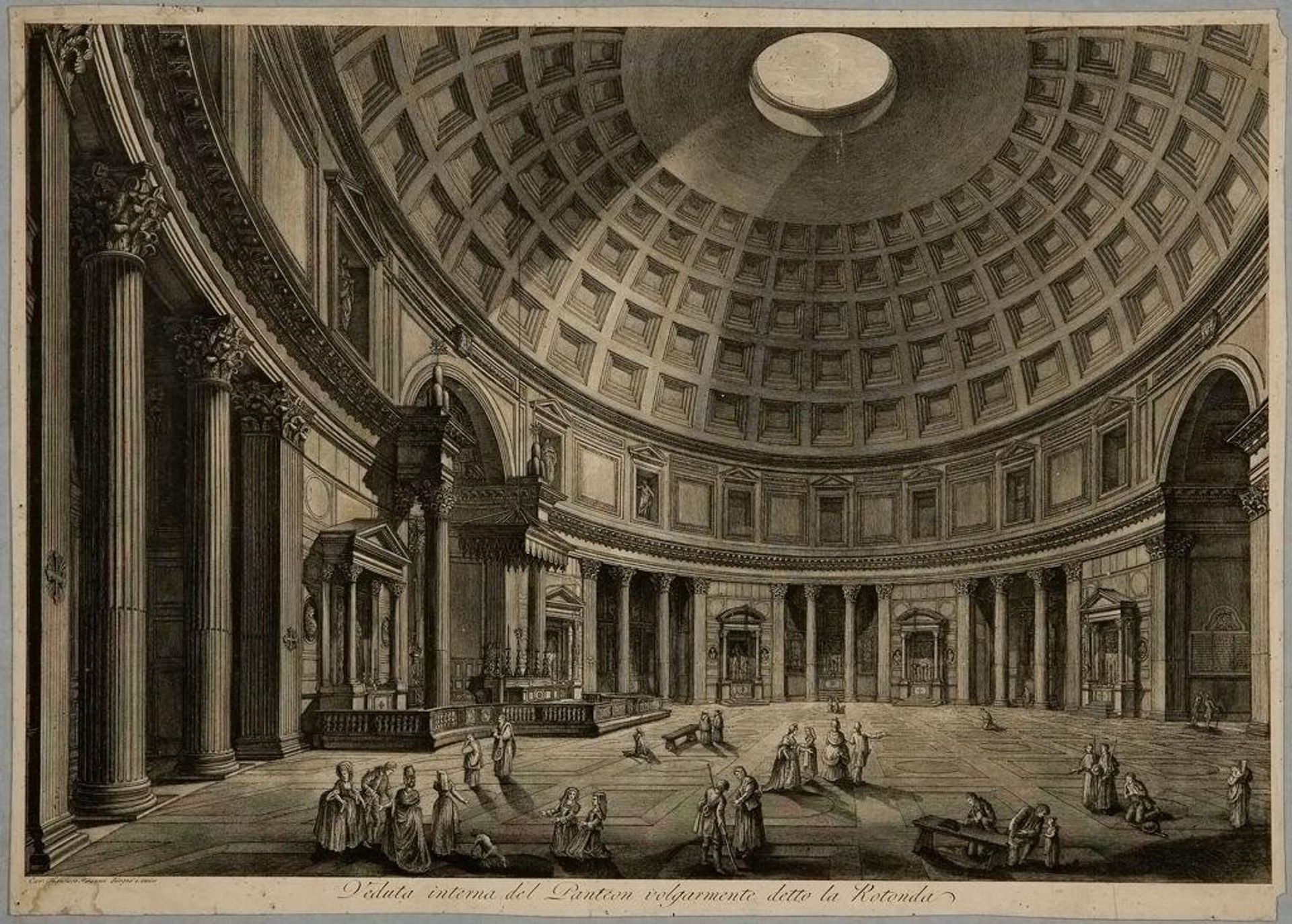 Interior of the Pantheon by Francesco Piranesi
