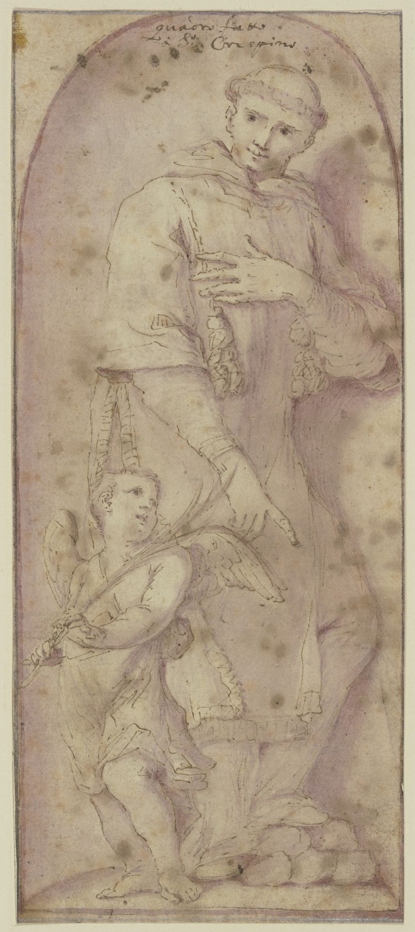 Der Heilige Crispinus (oder Stephanus_) mit einem Engel in einer Nische by Ludovico Carracci