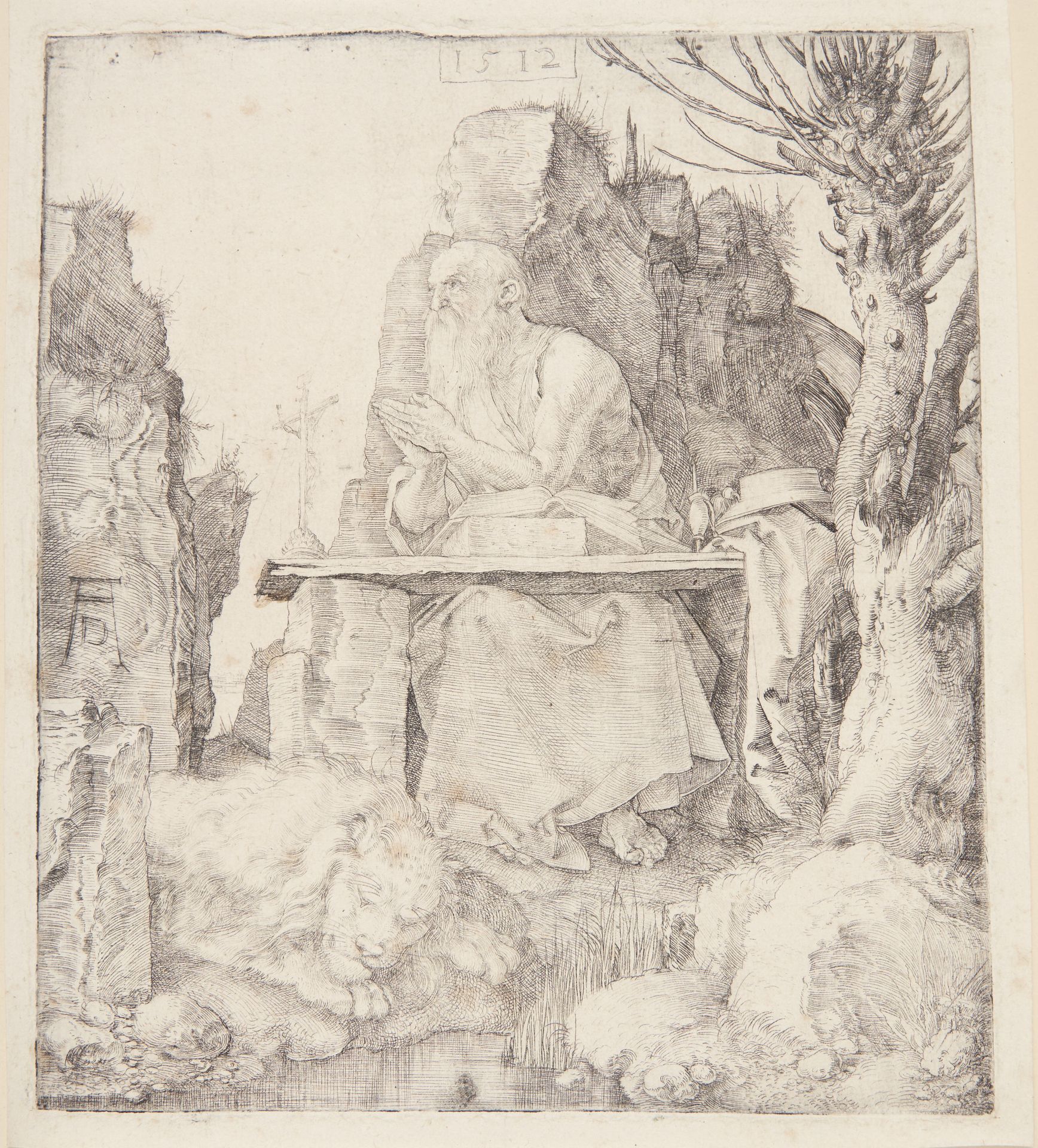 Den hellige Hieronymus ved et stynet piletræ by Albrecht Dürer