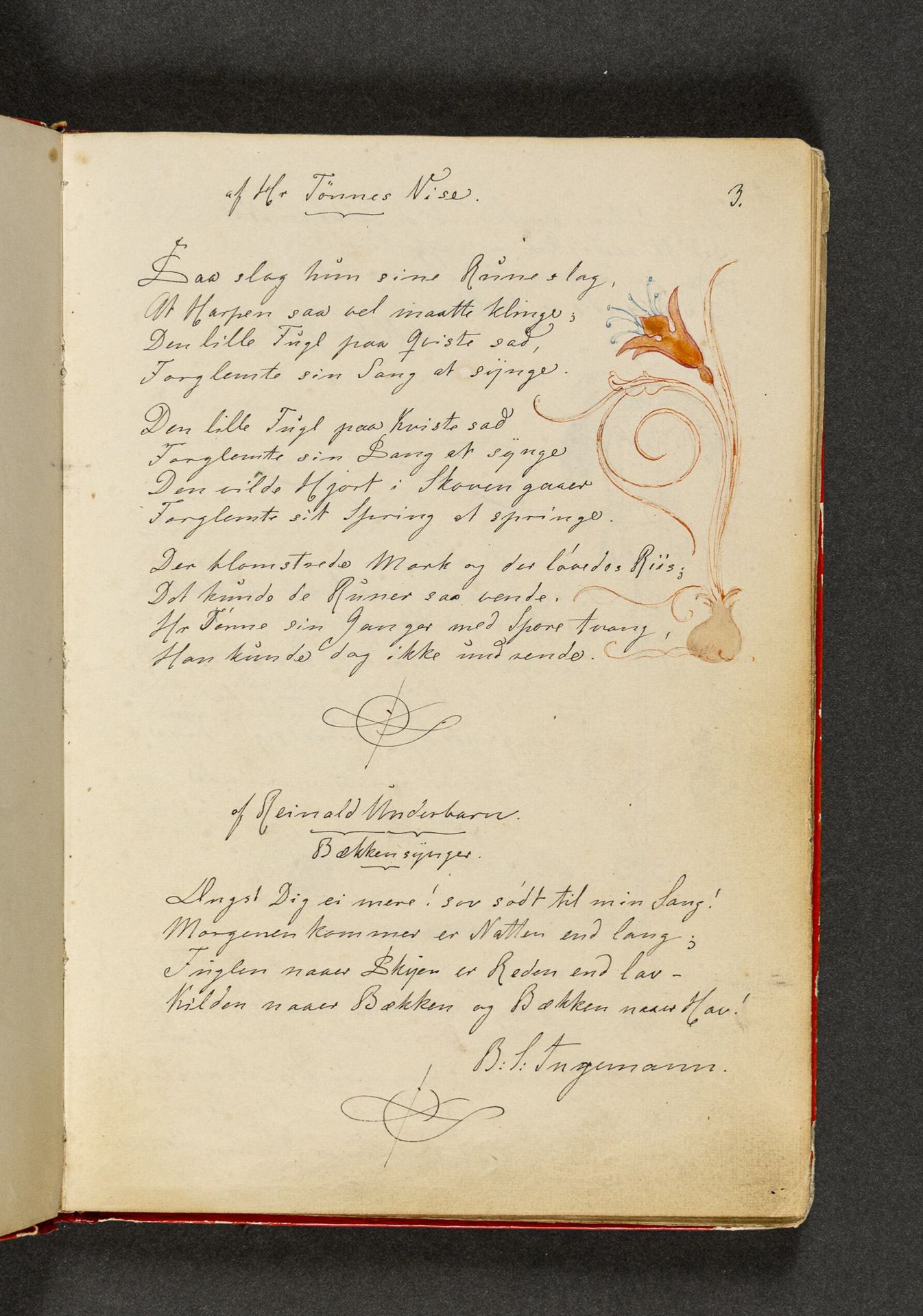 En lilje, der vokser op af et løg (stiliseret). Hertil vers. Side 3 by Johan Thomas Lundbye
