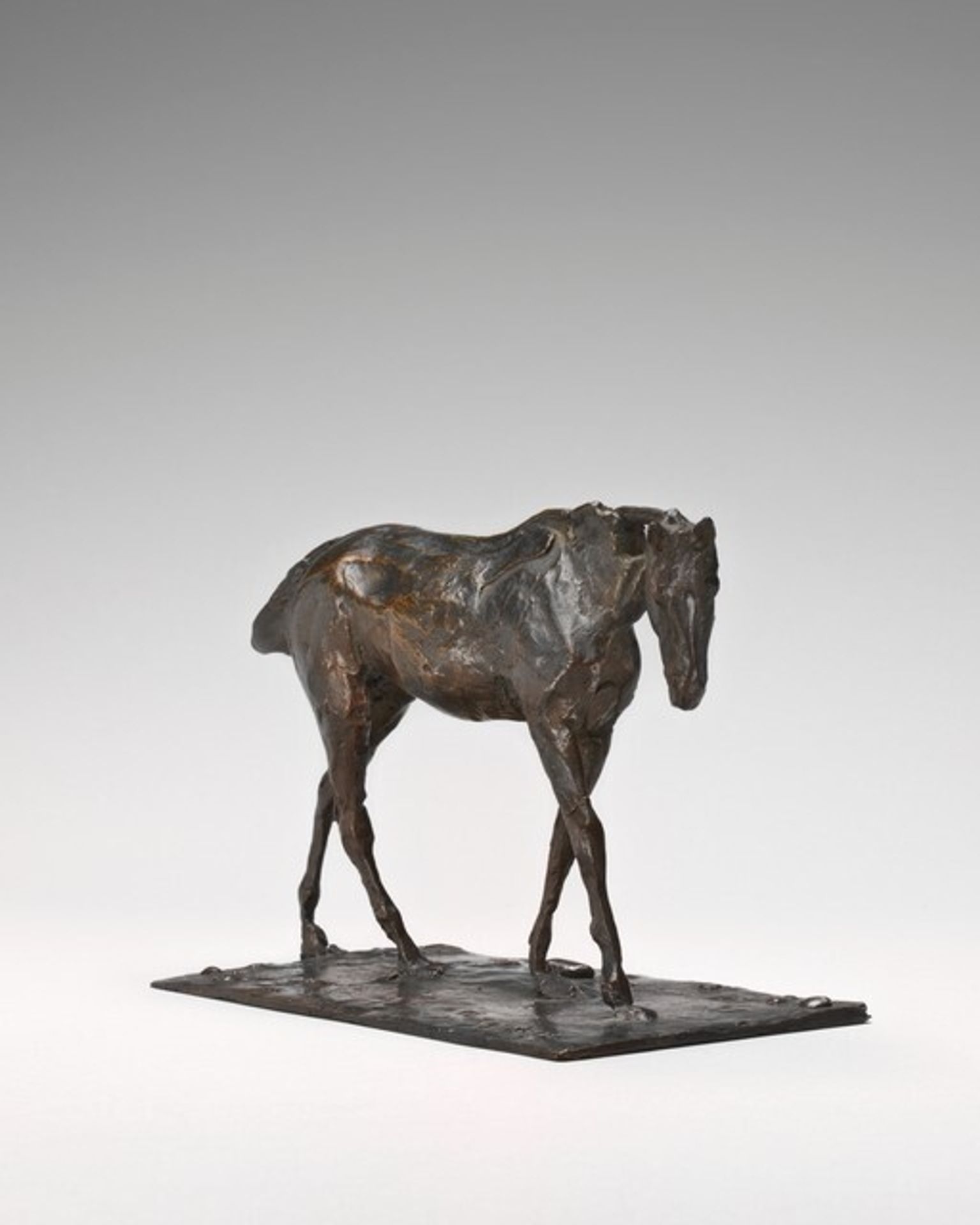 Thoroughbred Horse Walking, Part of the Neck Missing by Edgar Degas