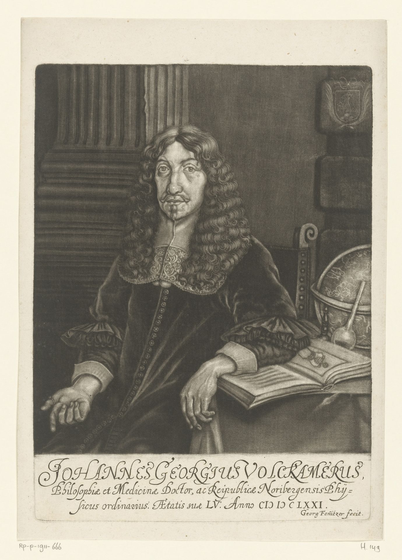Portret van Johann Georg Volckamer op 55-jarige leeftijd by Georg Fennitzer