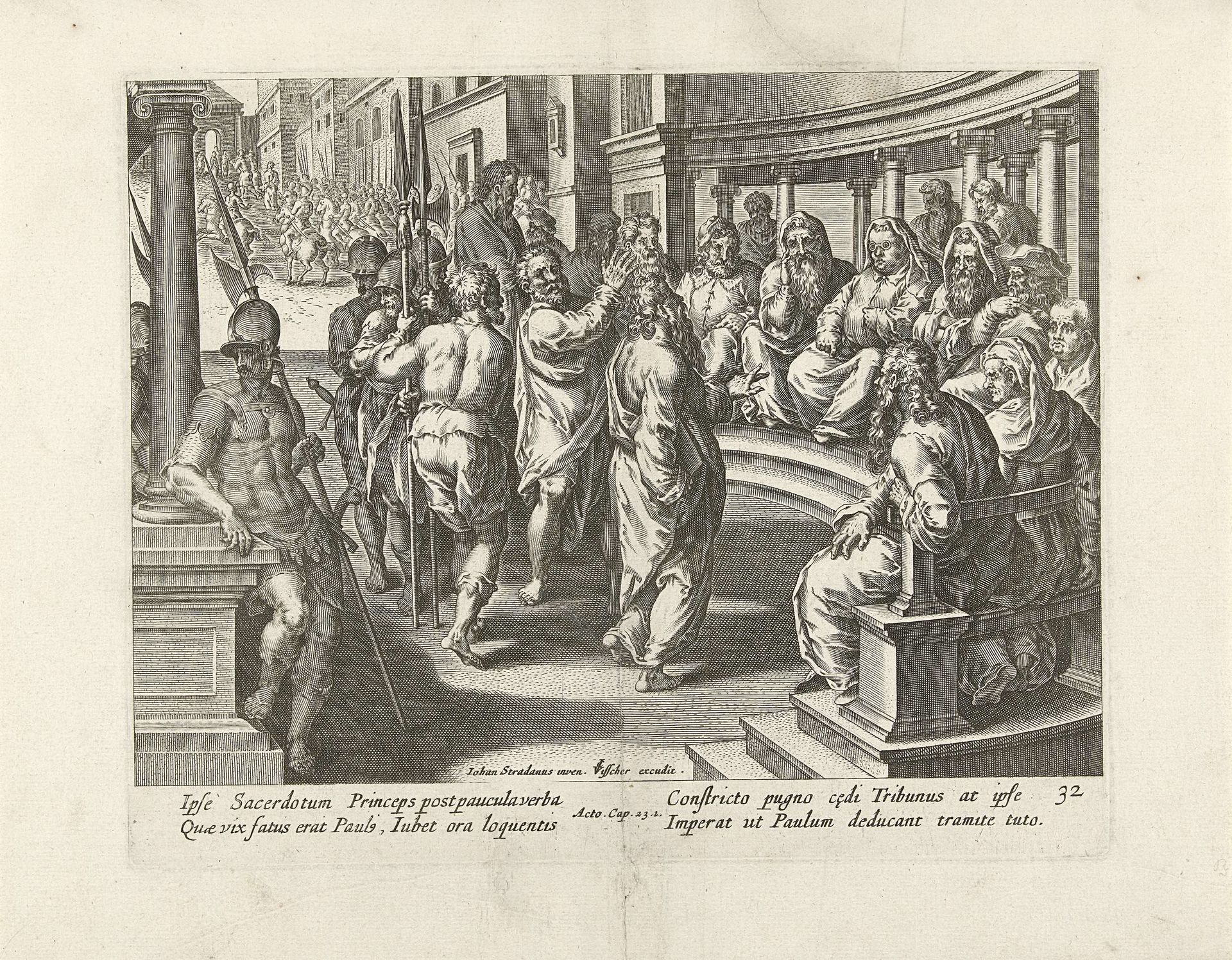 Paulus voor het Sanhedrin by Claes Jansz. Visscher