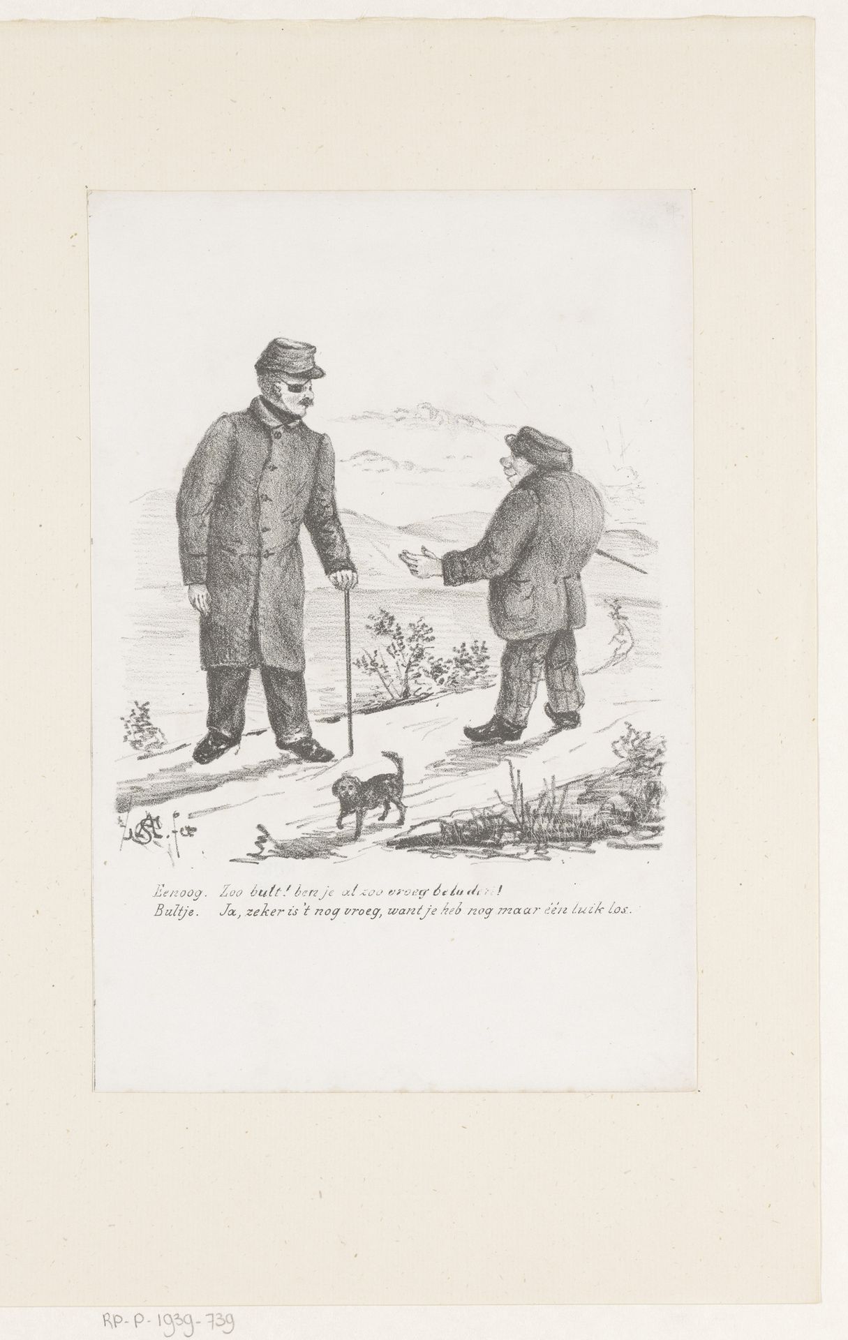 Twee mannen in gesprek by Jeremias Adriaan Adolf Schill