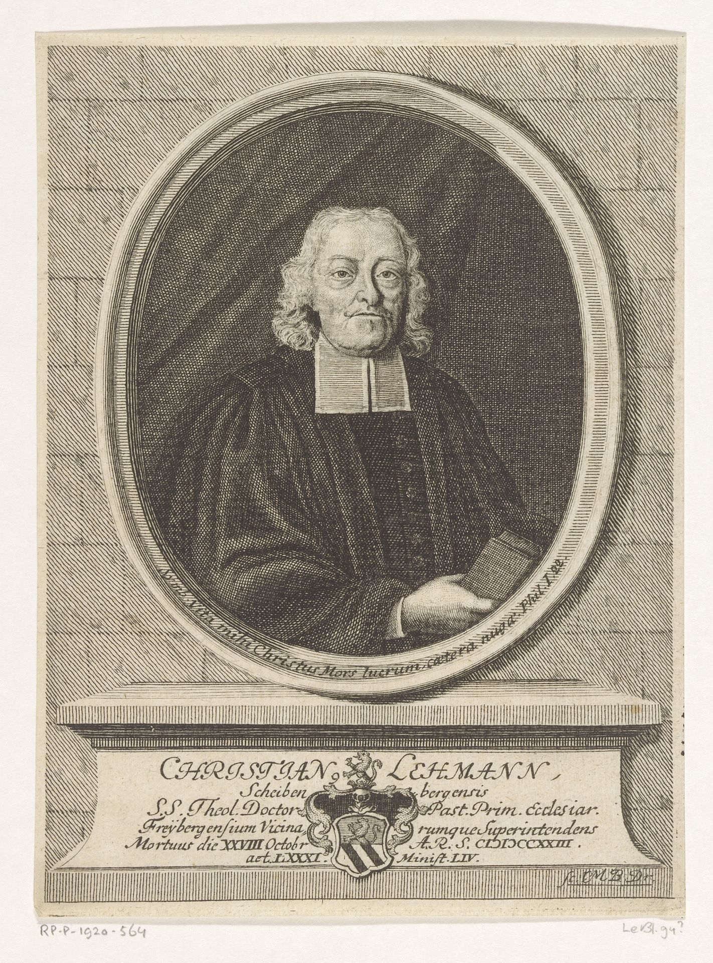 Portret van Christian Lehmann by Moritz Bodenehr