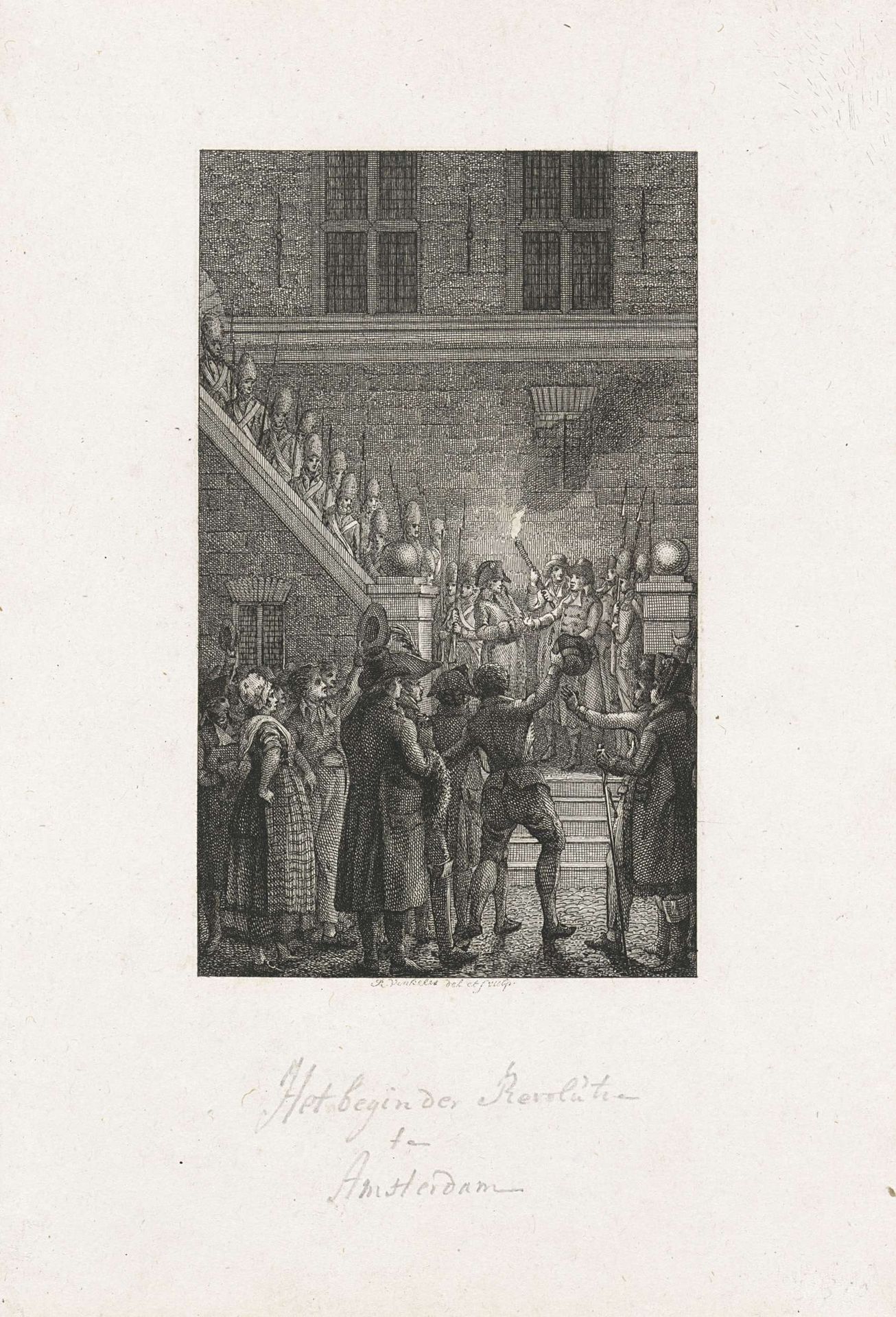 Begin van de revolutie in Amsterdam, 1795 by Reinier Vinkeles