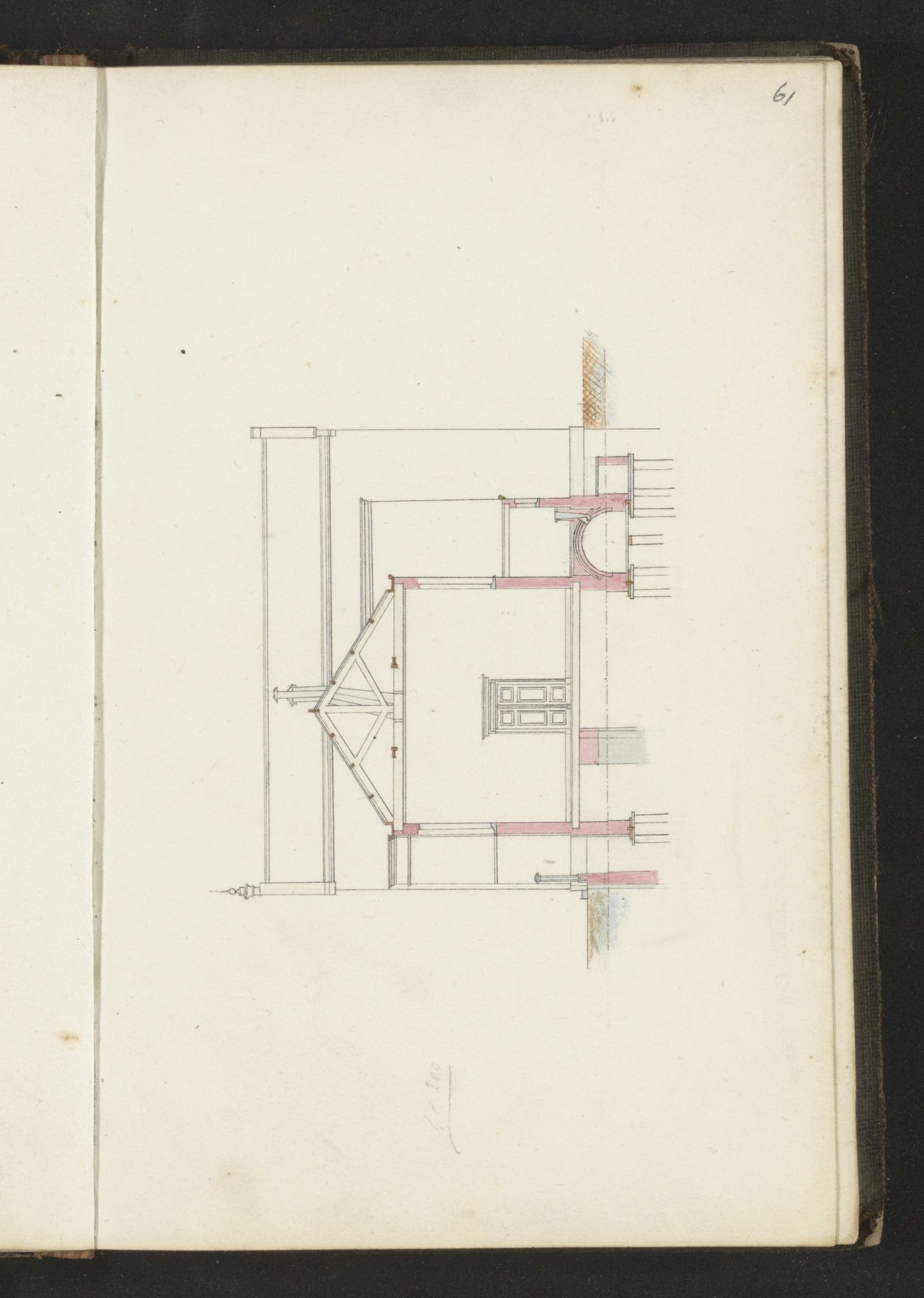 Doorsnede van een gebouw over de breedte by Willem Springer jr.