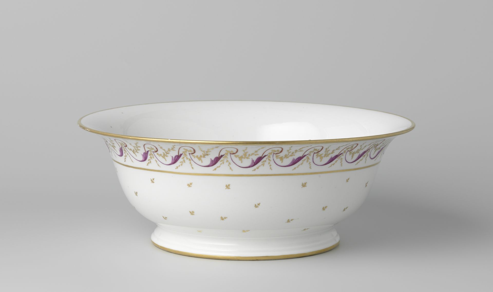 Bowl with floral scrolls and flower sprigs by Fabriek Dominique Denuelle