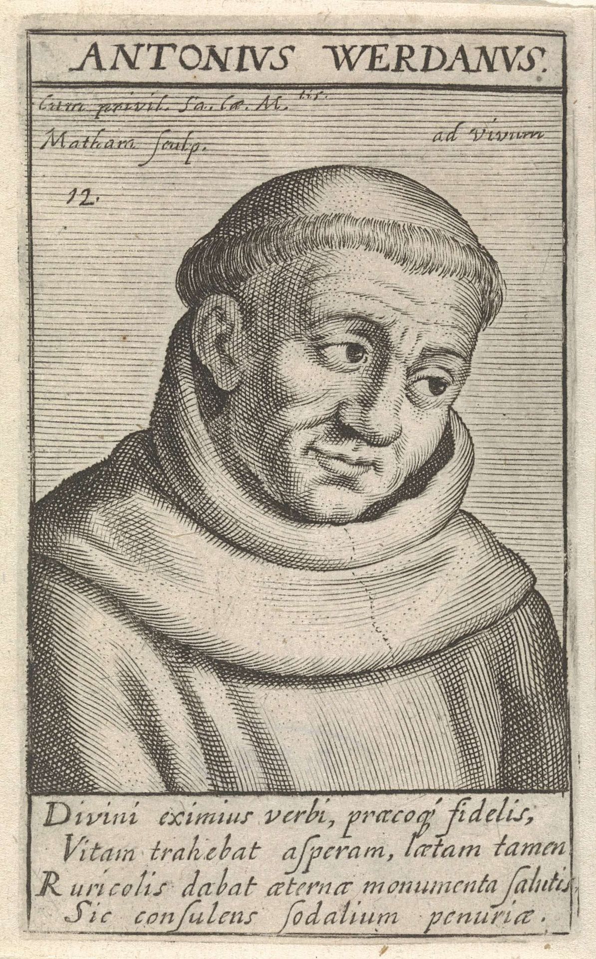 Portret van H. Antonius van Weert by Jacob Matham