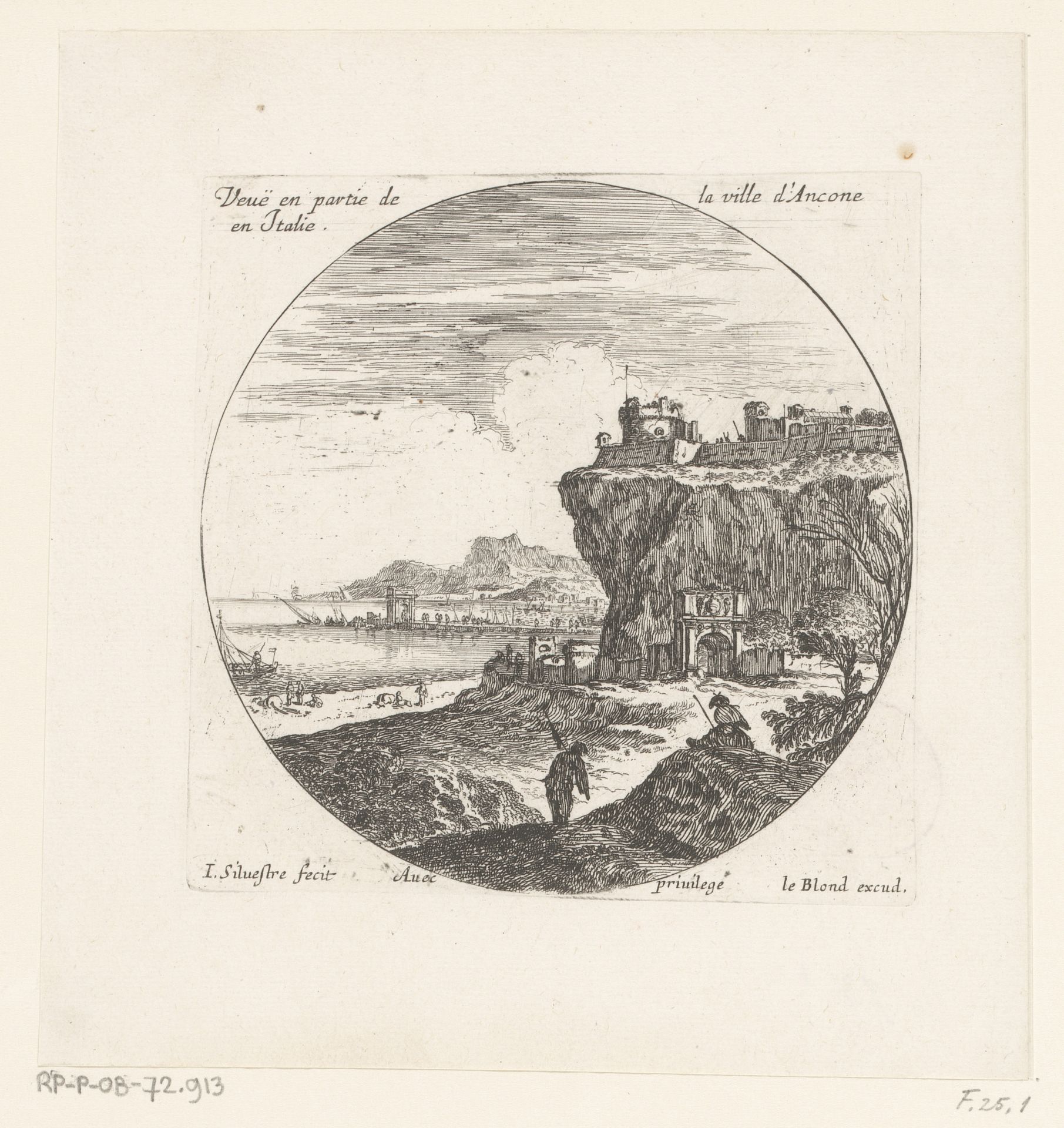 Gezicht op het dorp Ancona in Italië by Israel Silvestre